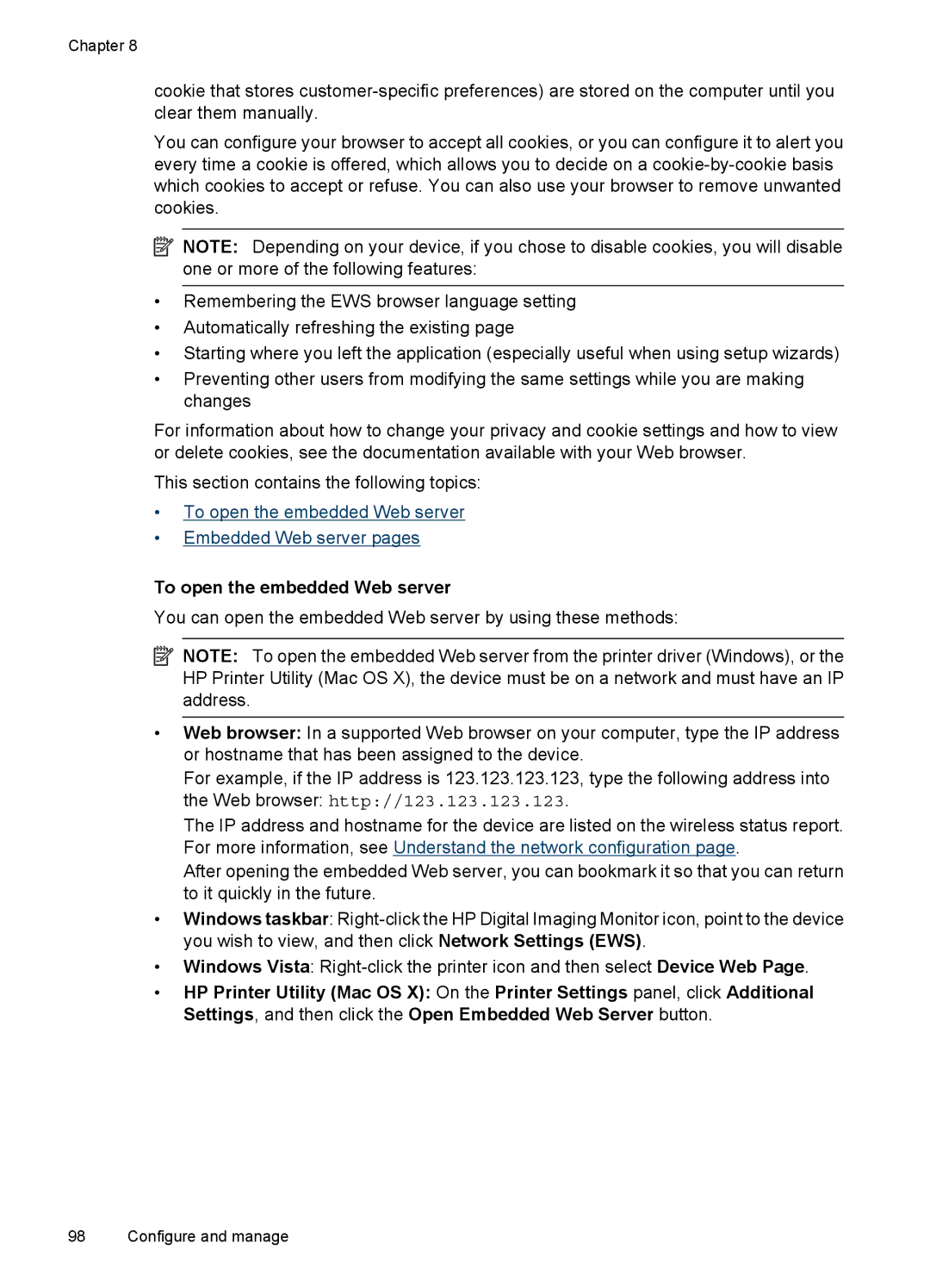 HP 6500 - E709q, 6500 - E709n, 6500 - E709a manual To open the embedded Web server 