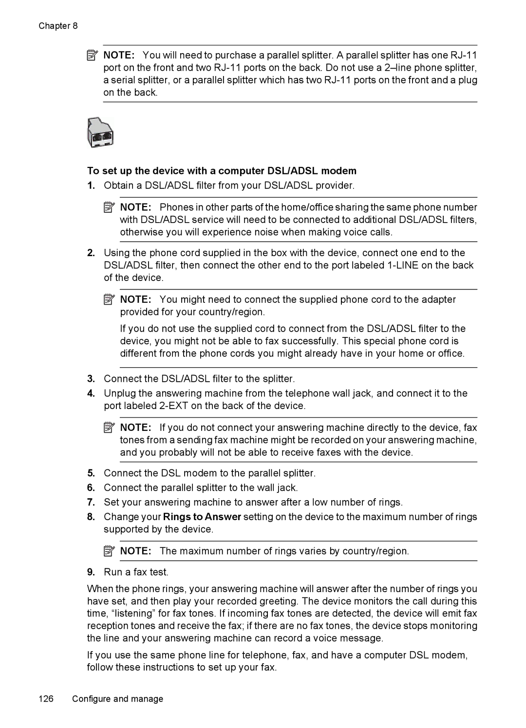 HP 6500 - E709n, 6500 - E709q, 6500 - E709a manual To set up the device with a computer DSL/ADSL modem 