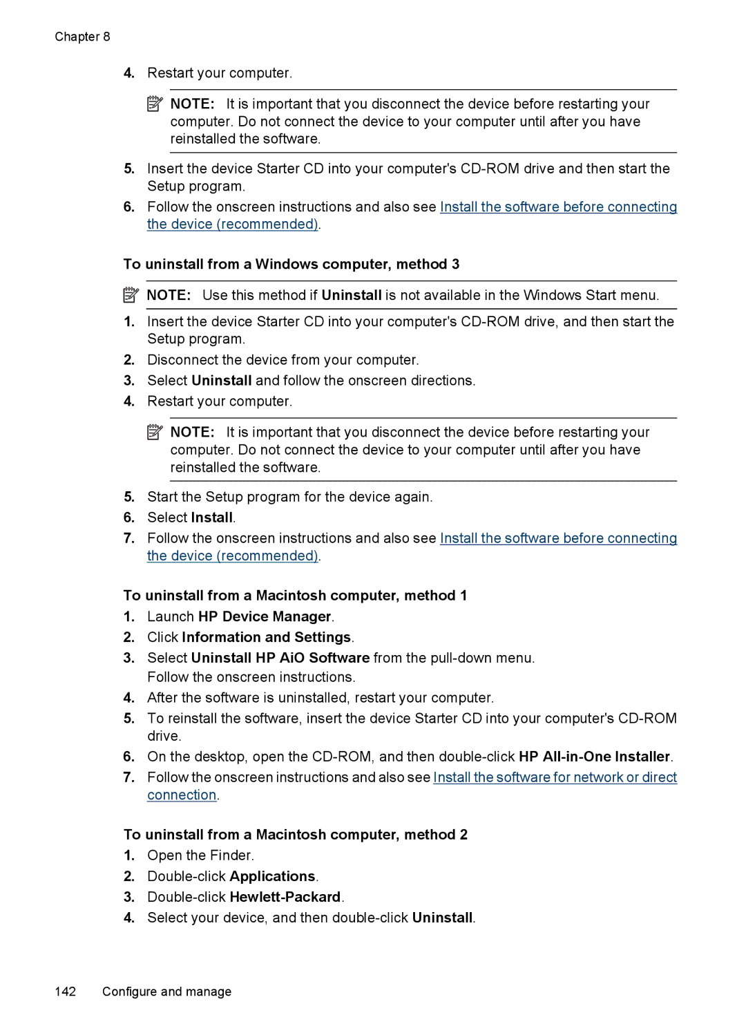 HP 6500 - E709a, 6500 - E709q, 6500 - E709n To uninstall from a Macintosh computer, method, Double-clickHewlett-Packard 