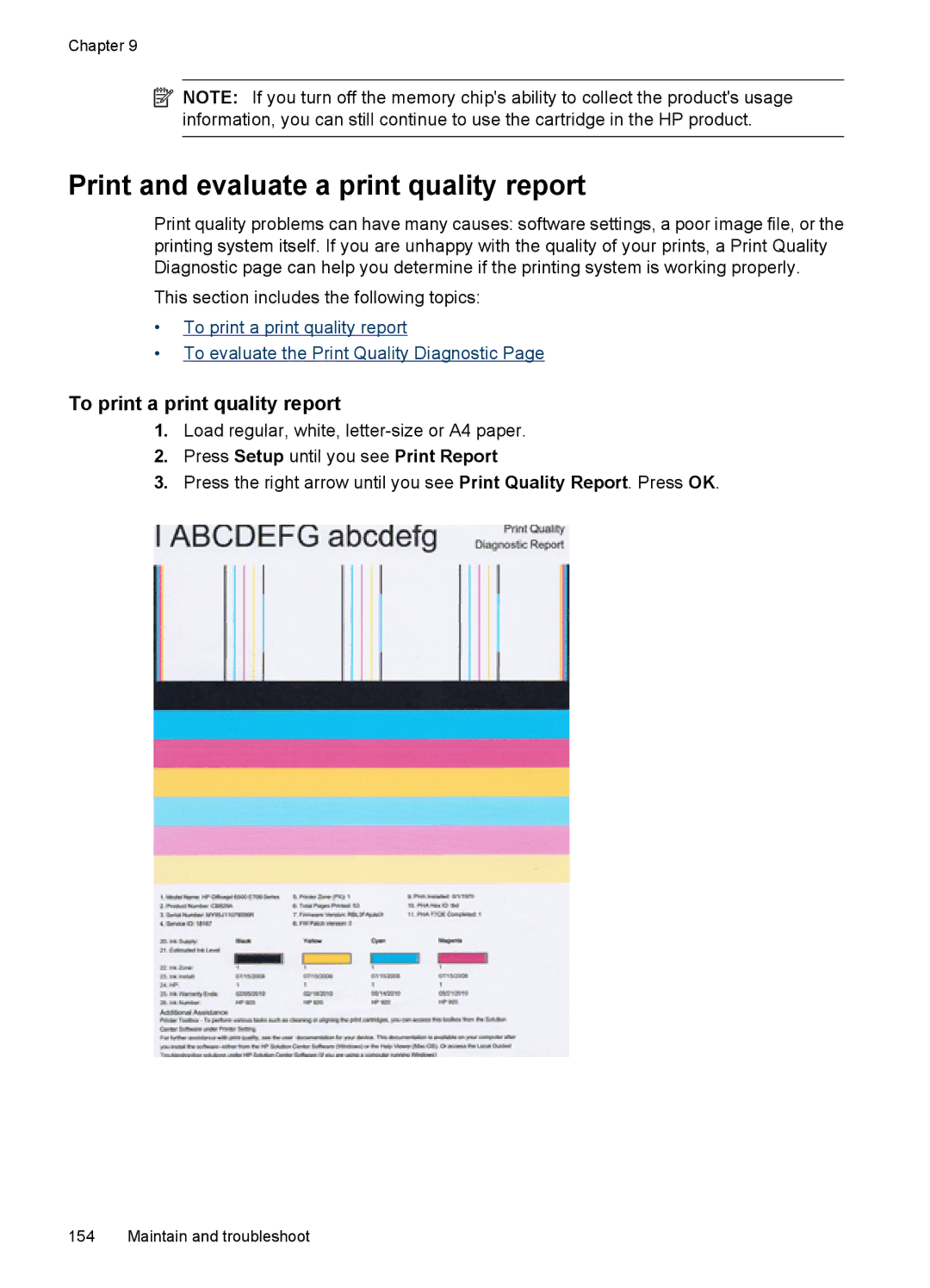 HP 6500 - E709a, 6500 - E709q, 6500 - E709n manual Print and evaluate a print quality report, To print a print quality report 