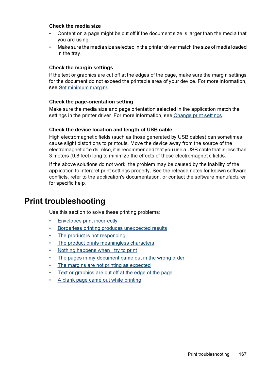 HP 6500 - E709q, 6500 - E709n, 6500 - E709a Print troubleshooting, Check the media size, Check the page-orientation setting 