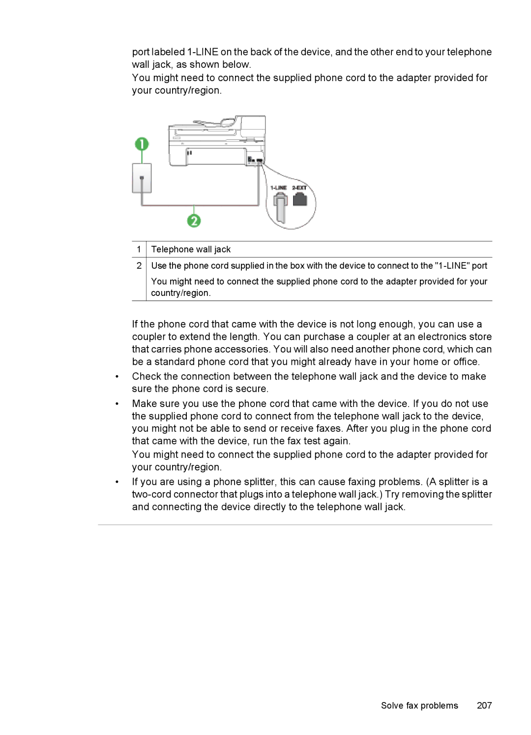 HP 6500 - E709n, 6500 - E709q, 6500 - E709a manual Solve fax problems 207 