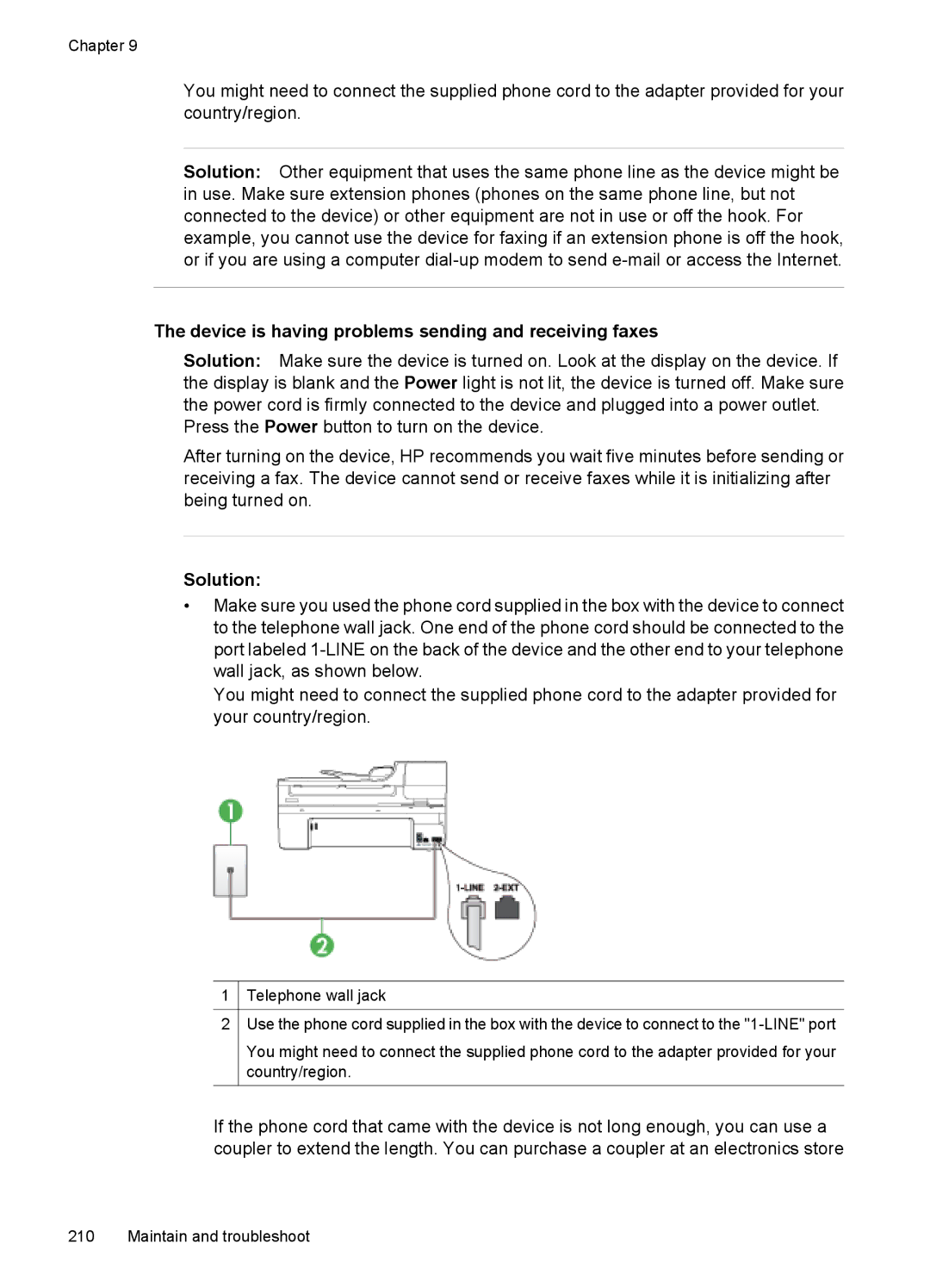 HP 6500 - E709n, 6500 - E709q, 6500 - E709a manual Device is having problems sending and receiving faxes 