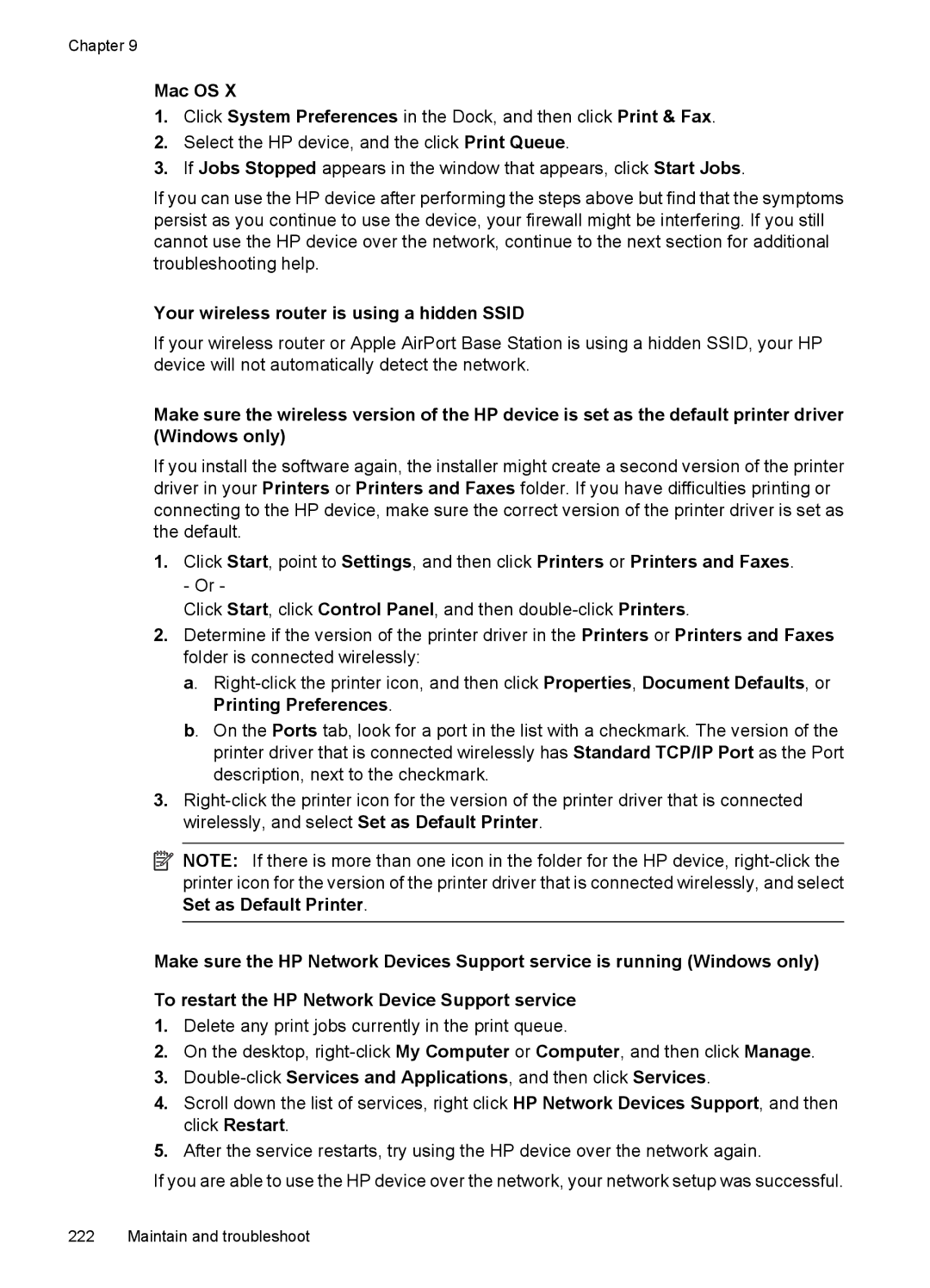 HP 6500 - E709n, 6500 - E709q, 6500 - E709a manual Mac OS, Your wireless router is using a hidden Ssid 