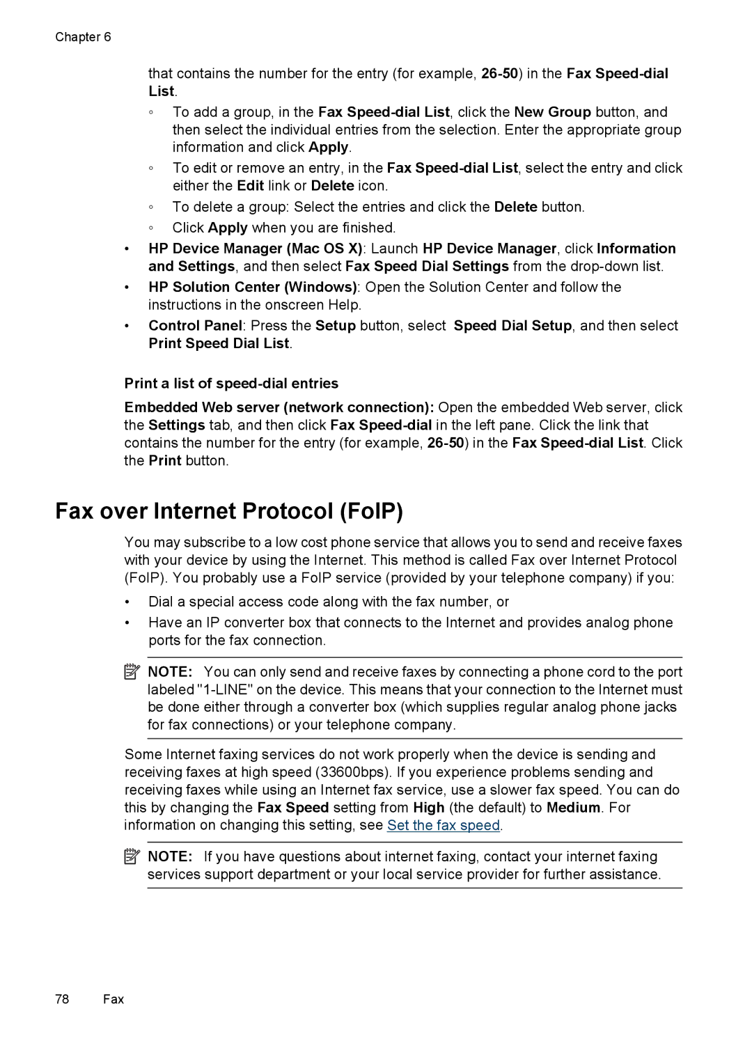 HP 6500 - E709n, 6500 - E709q, 6500 - E709a manual Fax over Internet Protocol FoIP 