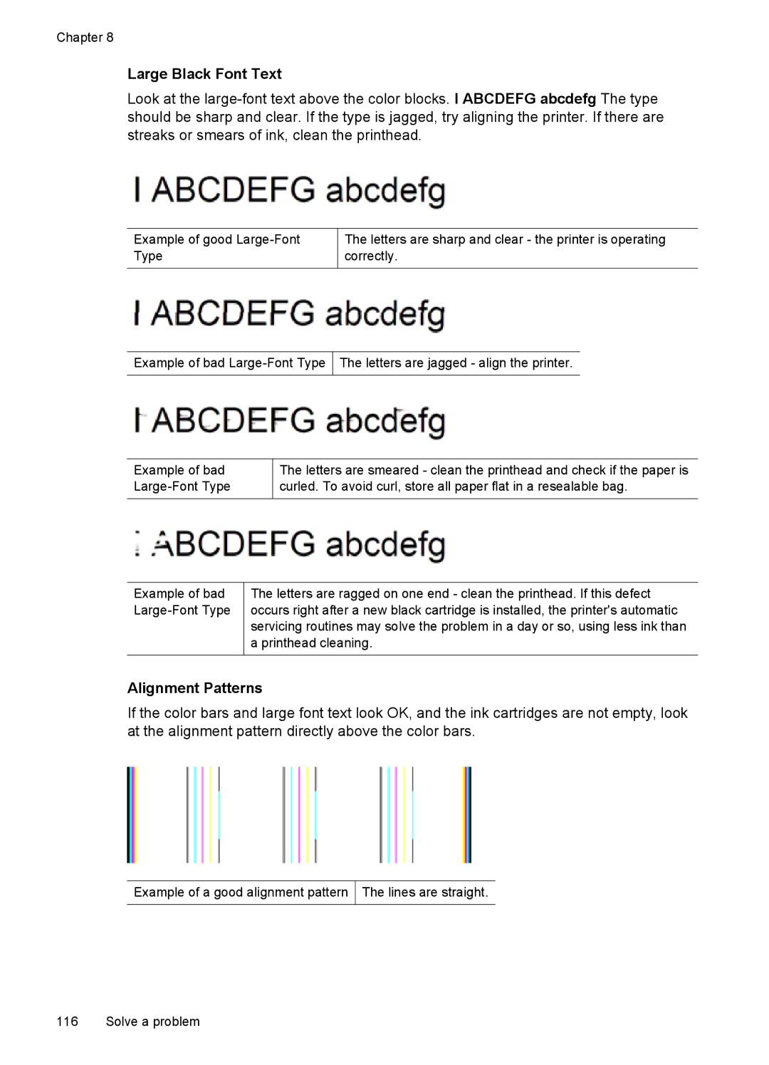 HP 6500A Plus - E710n, 6500A - E710a manual Large Black Font Text, Alignment Patterns 