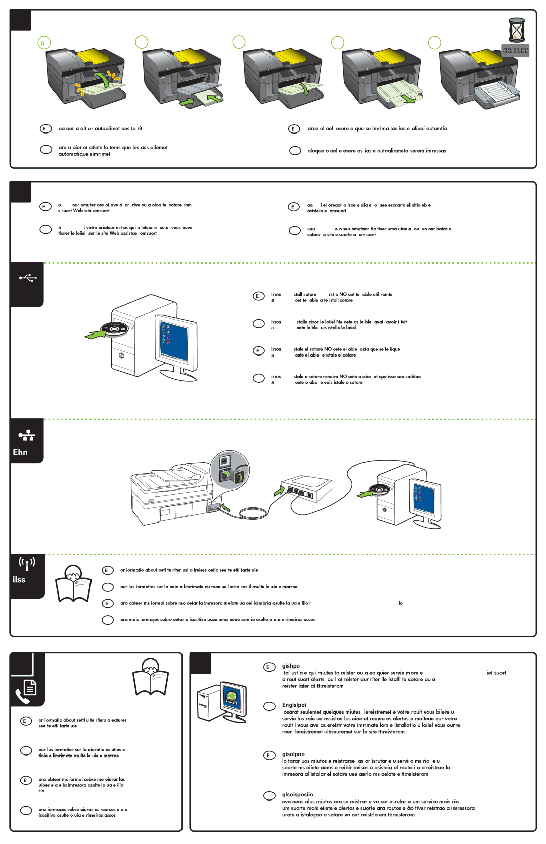 HP 6500A Plus - E710n, 6500A - E710a manual EN Load paper and wait for auto-alignment pages to print, Automatique simpriment 