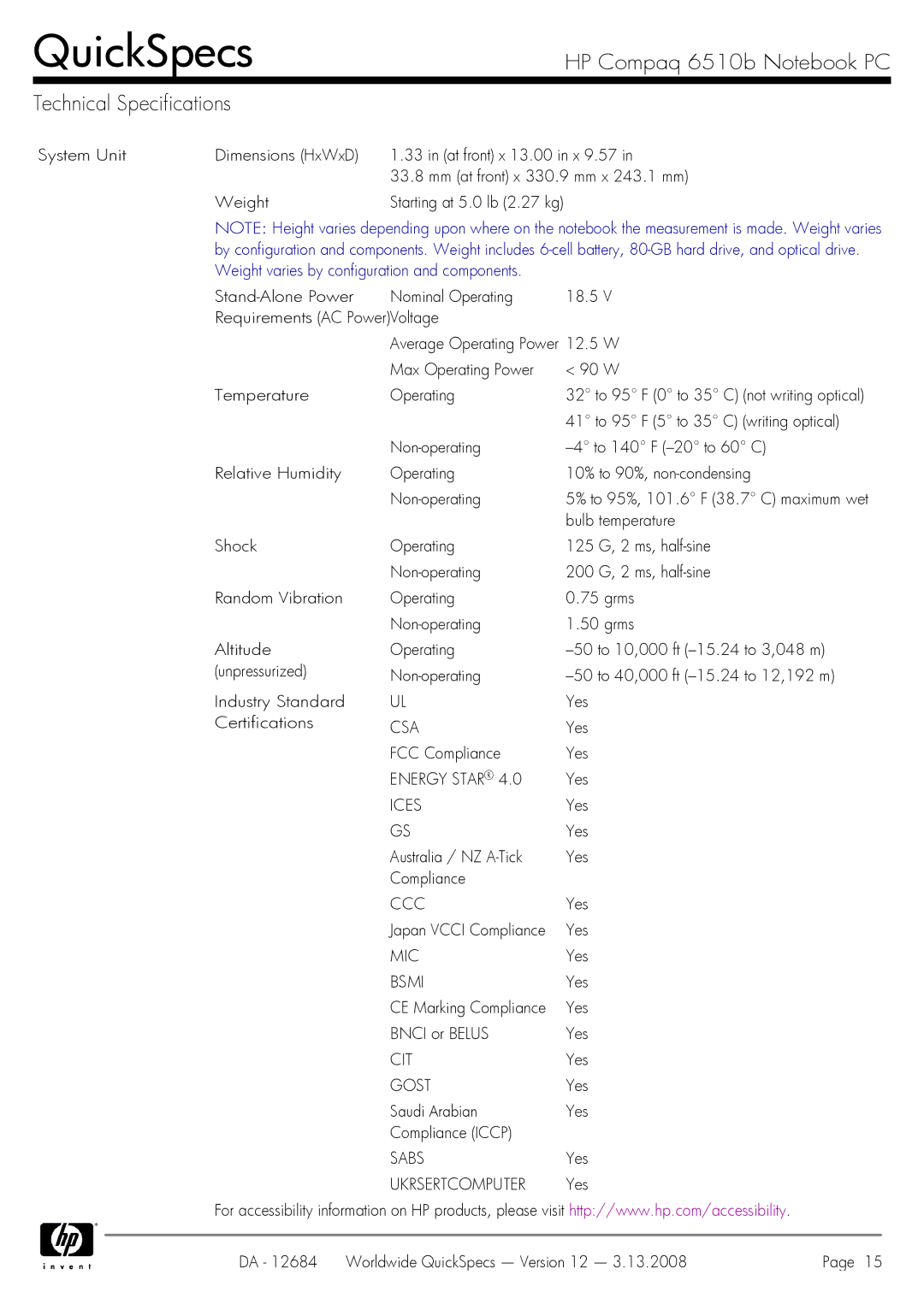 HP 6510b manual Csa, Energy Star, Ices, Ccc, Mic, Bsmi, Cit, Gost, Sabs, Ukrsertcomputer 