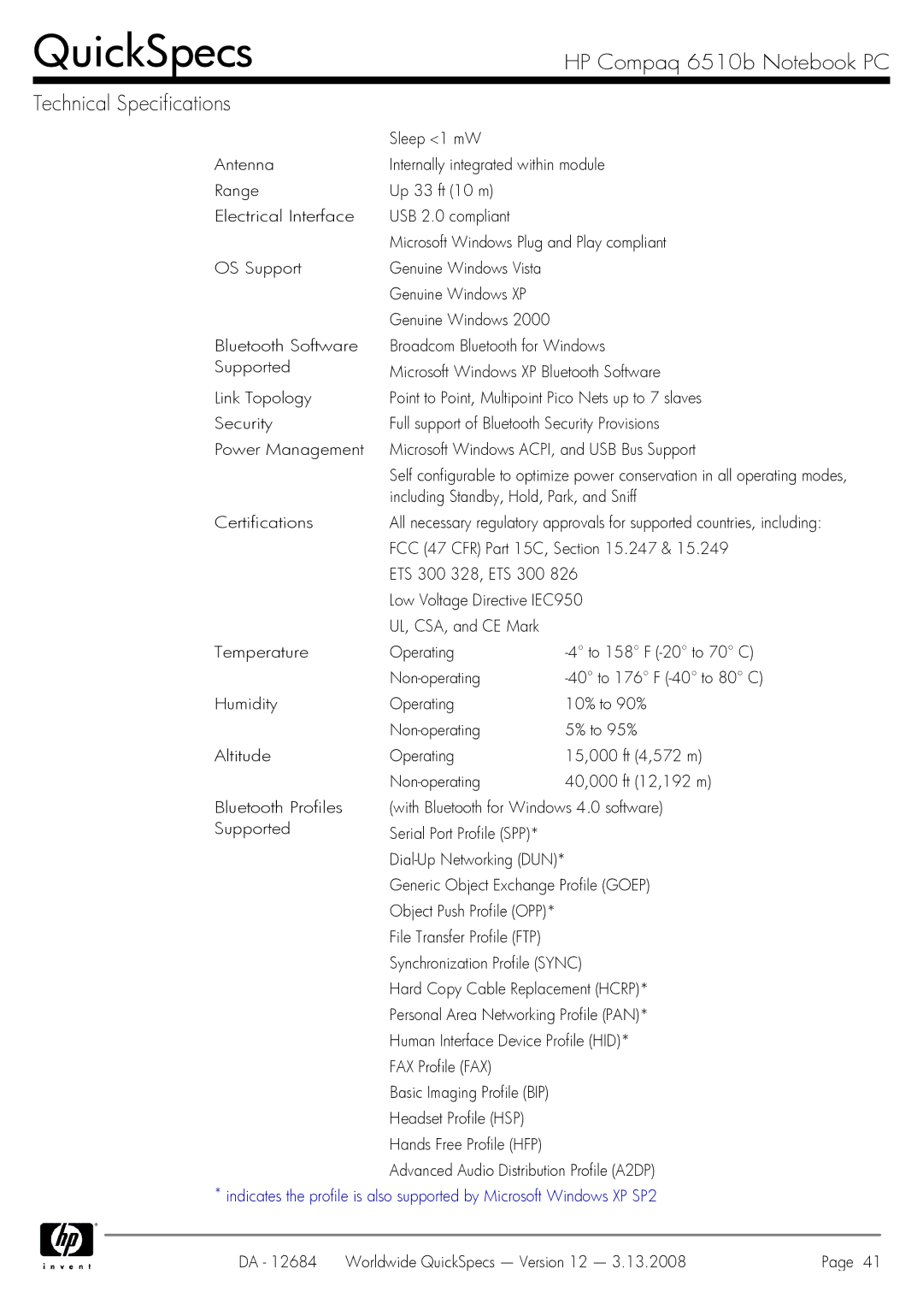 HP 6510b manual Including Standby, Hold, Park, and Sniff, FCC 47 CFR Part 15C, .247, ETS 300 328, ETS 300 