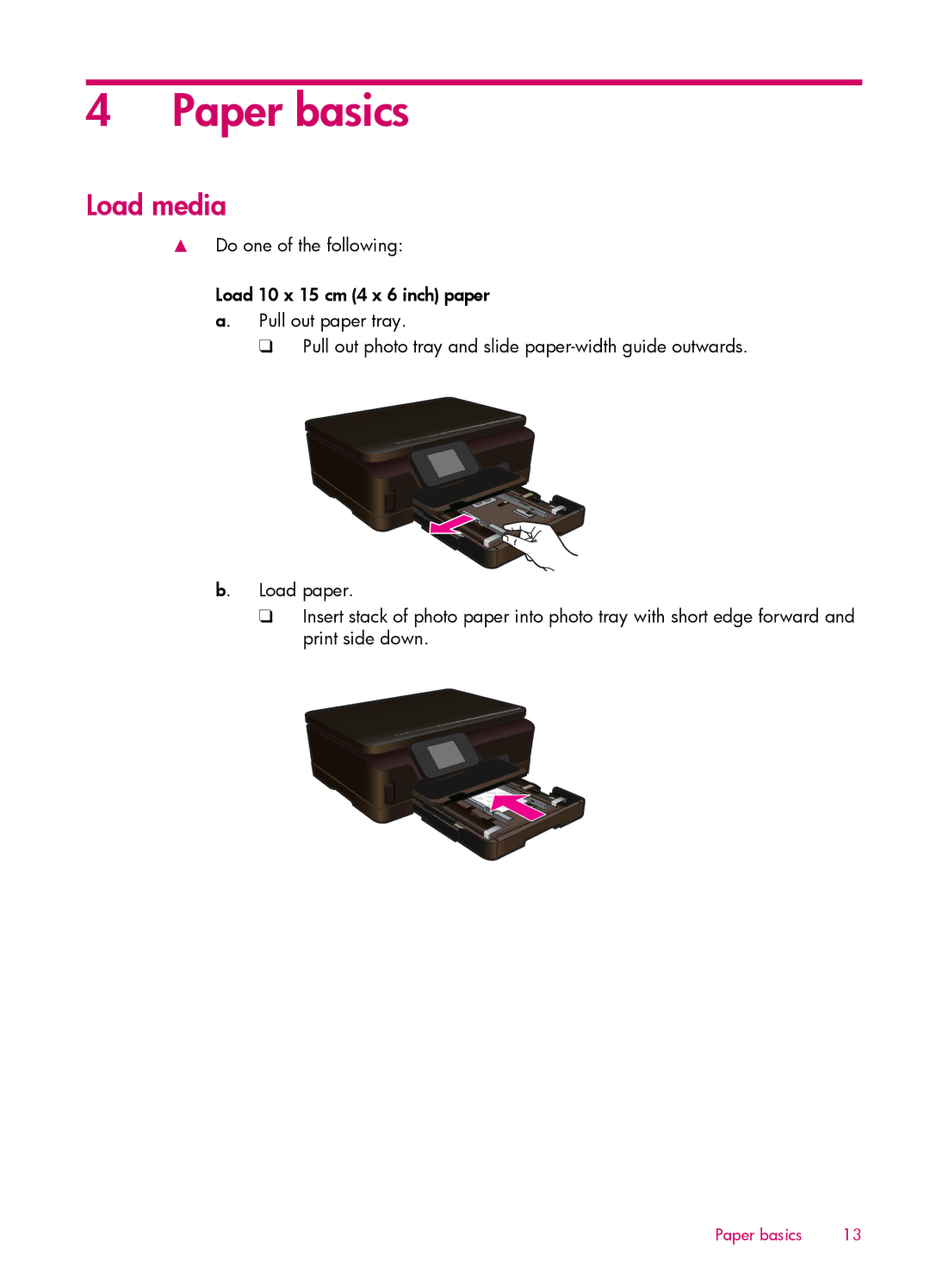 HP 6512 - B211a, 6515 - B211a, 6510 - B211a manual Paper basics, Load media 