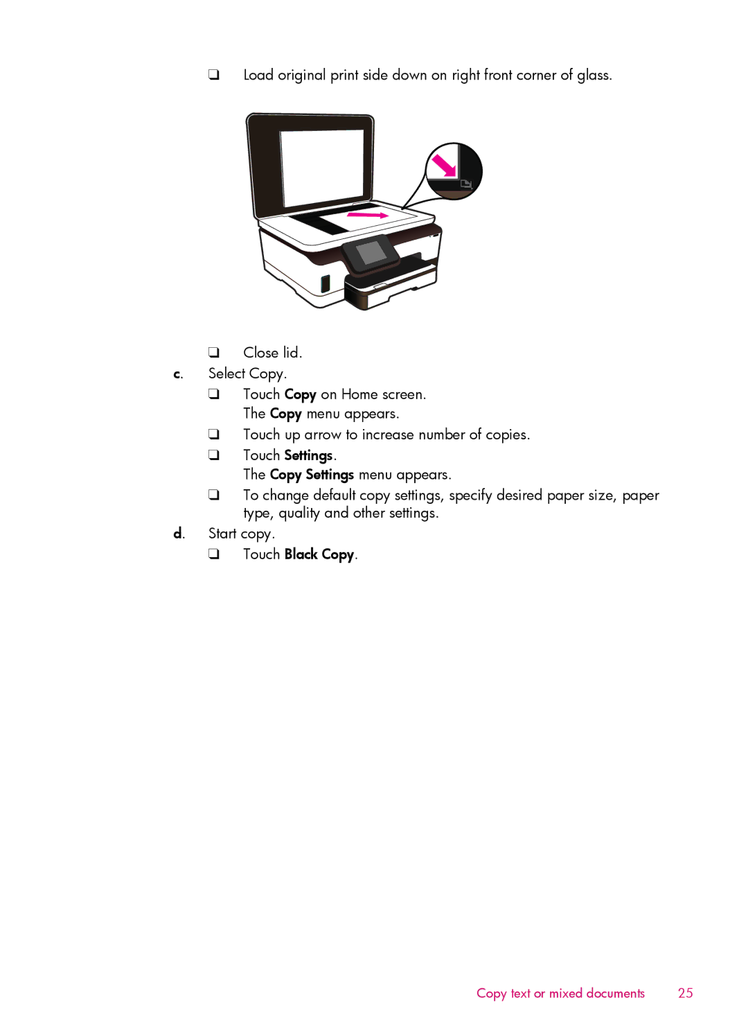 HP 6512 - B211a, 6515 - B211a, 6510 - B211a manual Copy text or mixed documents 