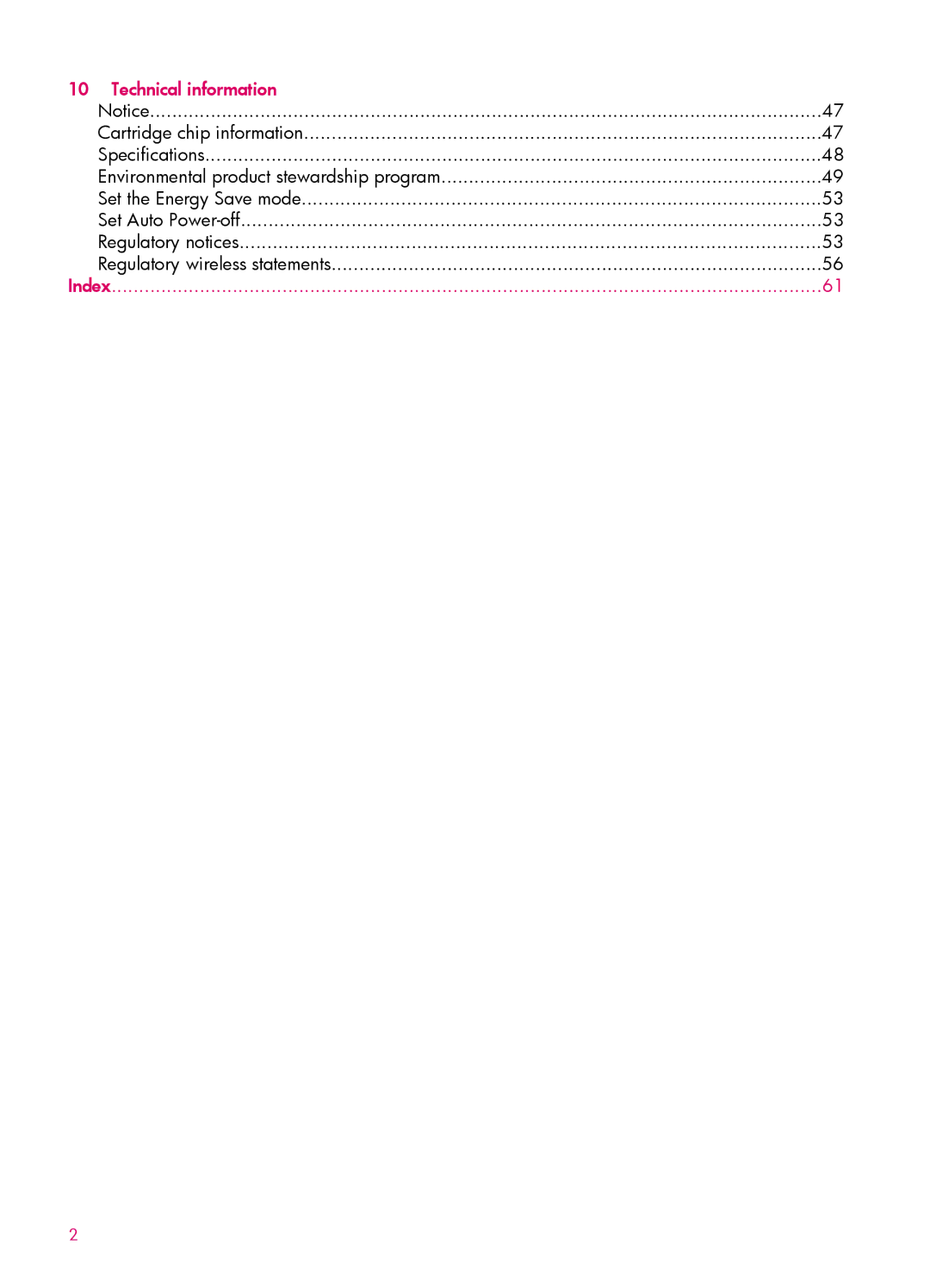 HP 6515 - B211a, 6512 - B211a, 6510 - B211a manual Technical information, Index 