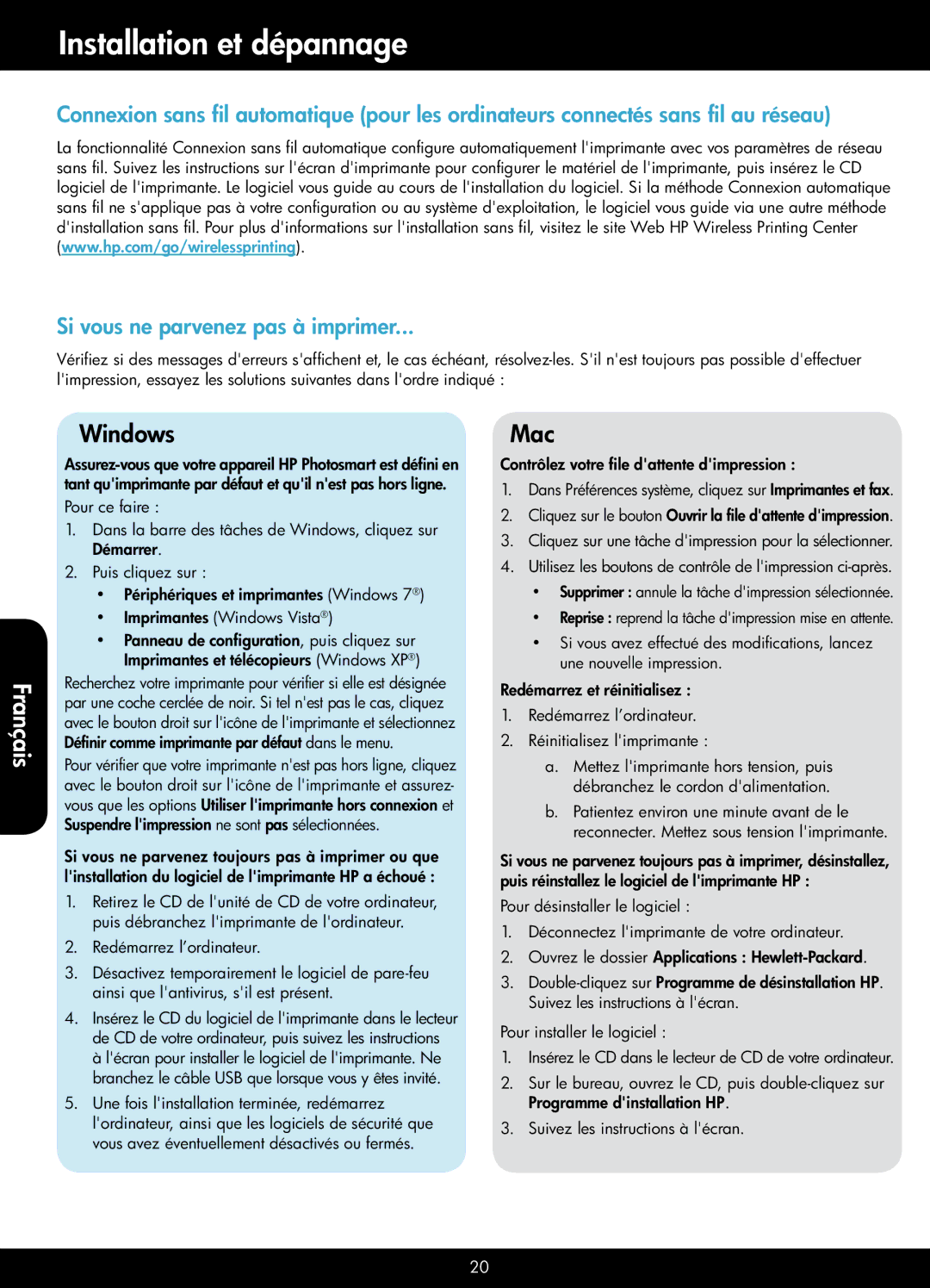 HP 6510 - B211a, 6512 - B211a, 6515 - B211a manual Installation et dépannage, Contrôlez votre file dattente dimpression 