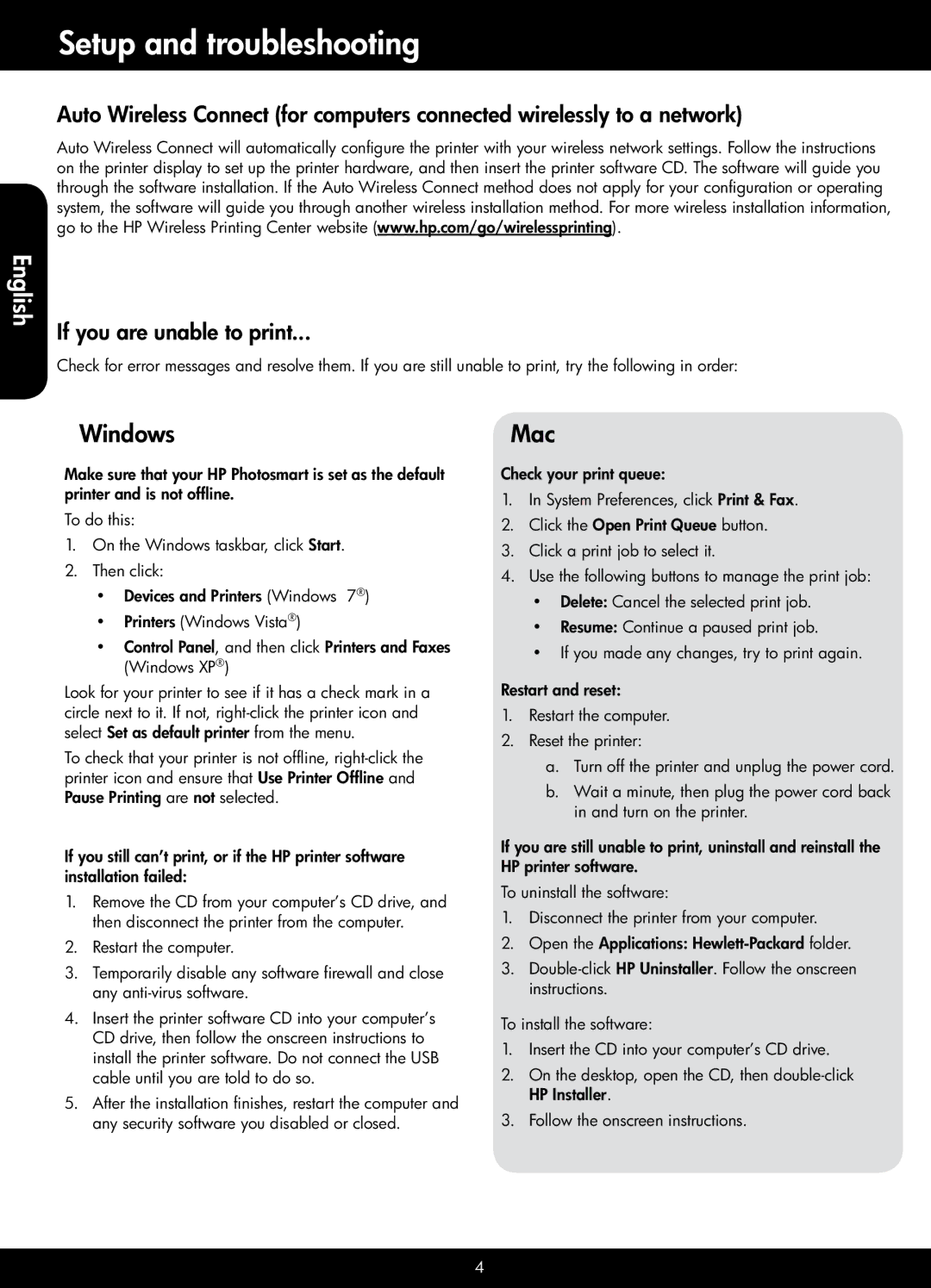 HP 6515 - B211a, 6512 - B211a, 6510 - B211a manual Setup and troubleshooting, Windows 