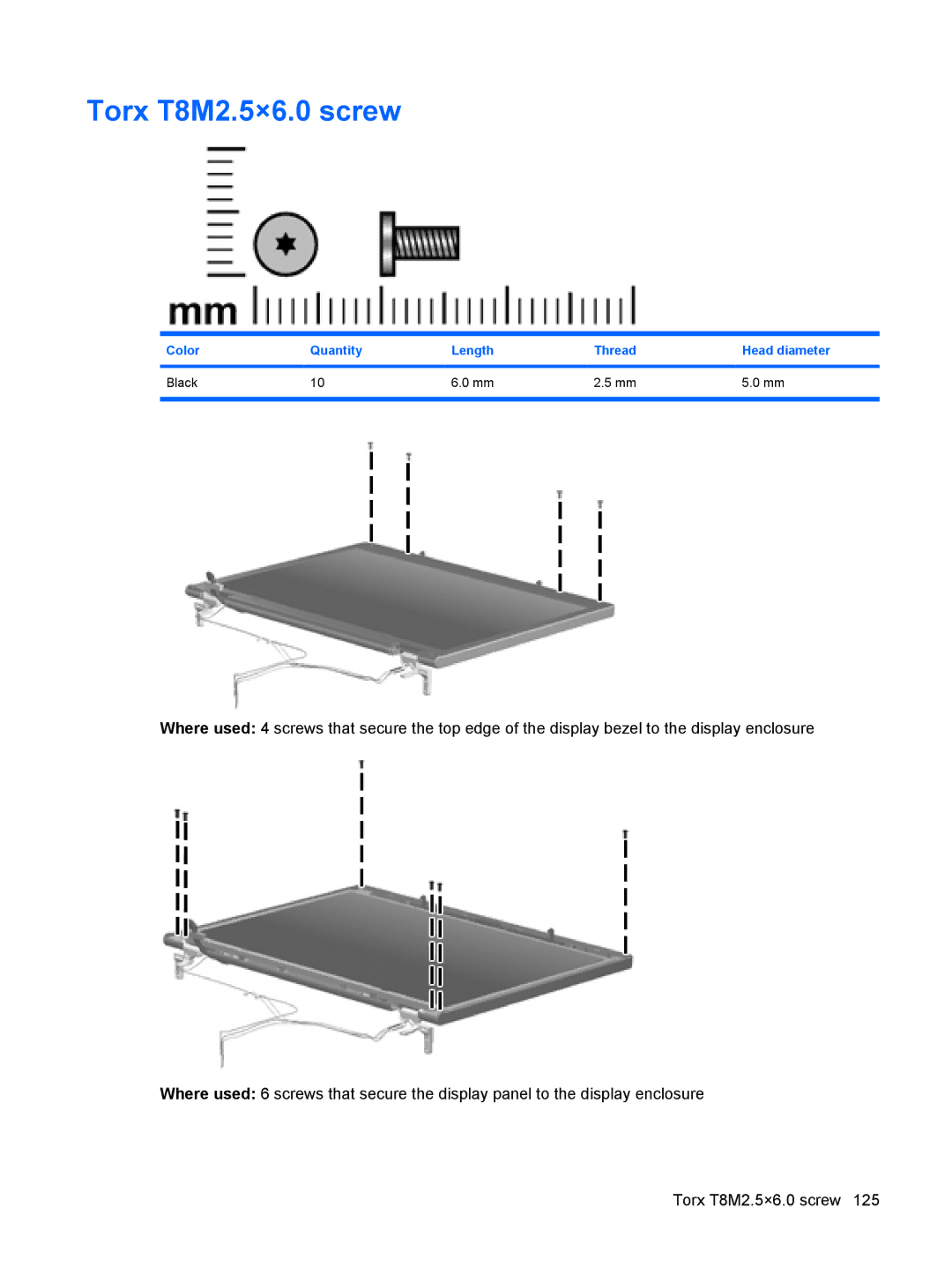 HP 6515b manual Torx T8M2.5×6.0 screw 