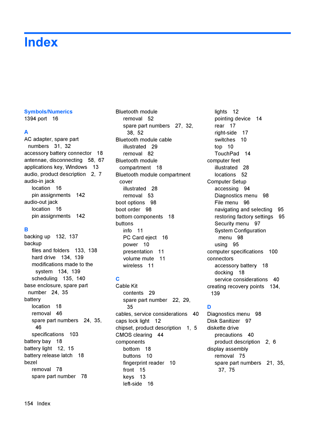 HP 6515b manual Index, Symbols/Numerics 