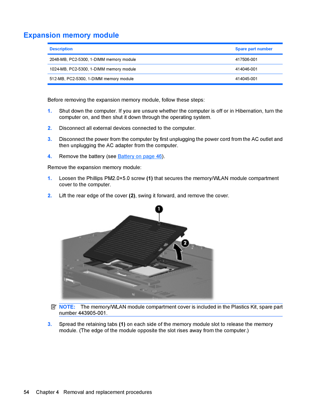 HP 6515b manual Expansion memory module 