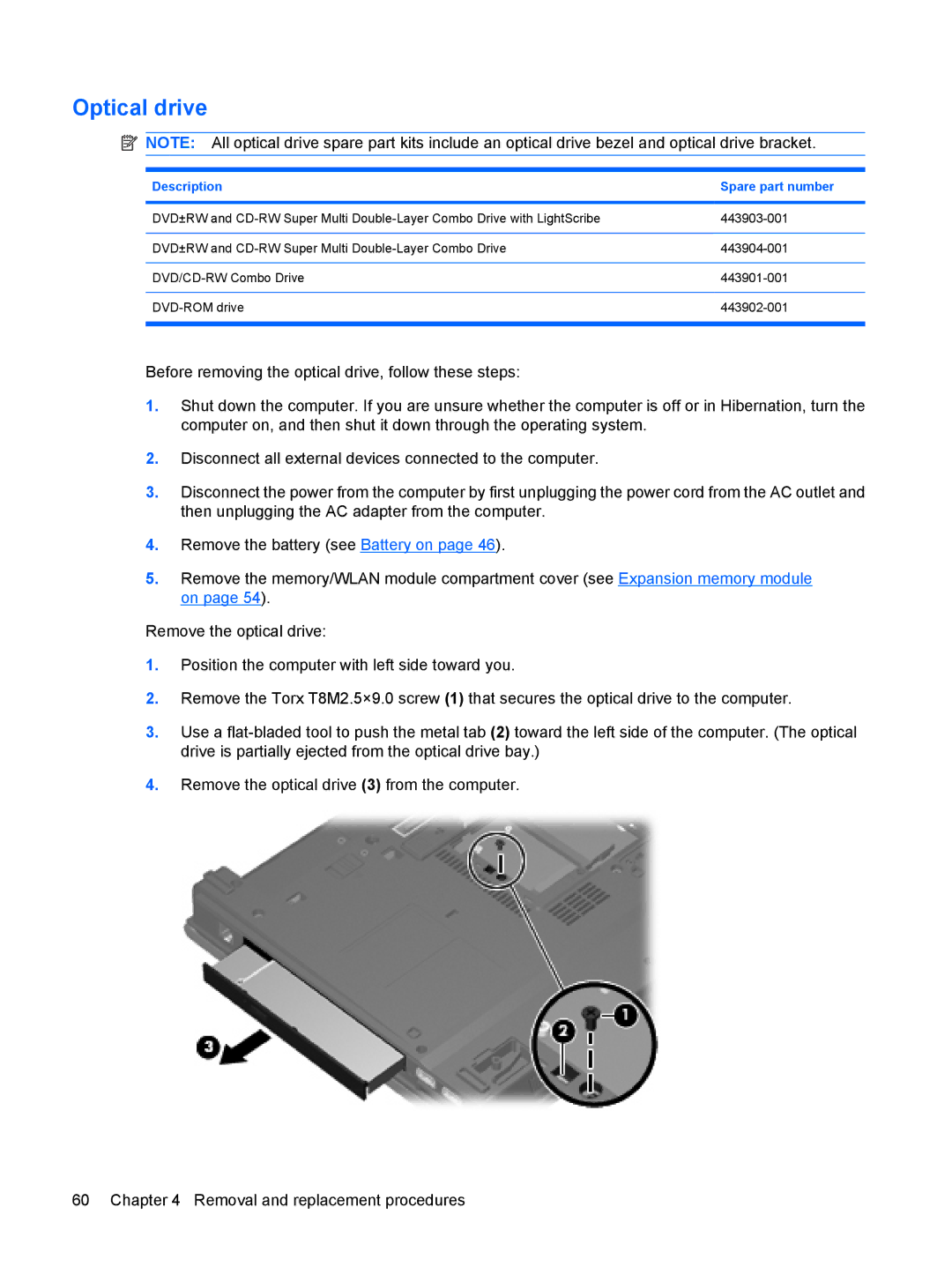 HP 6515b manual Optical drive 