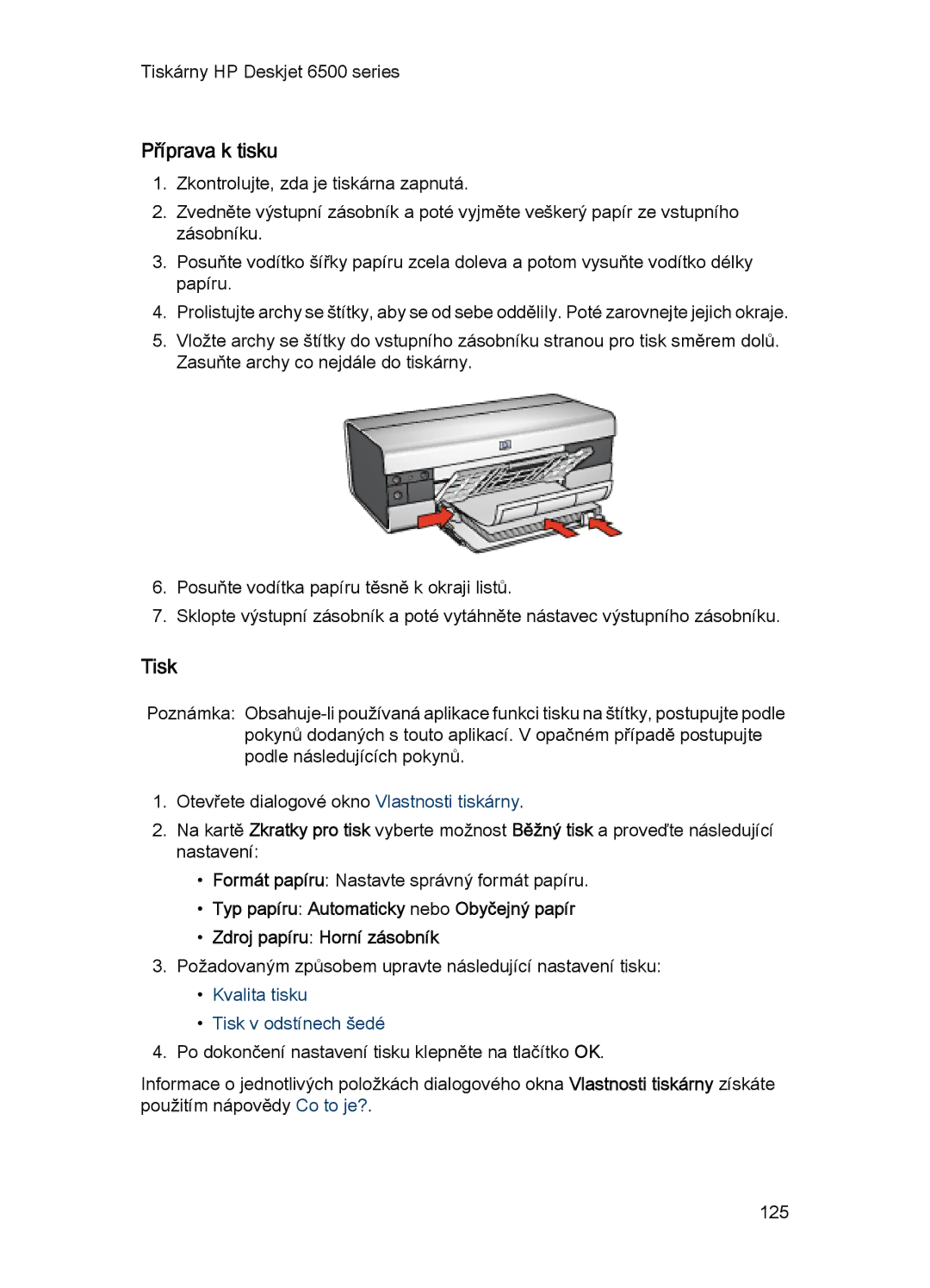 HP 6540-50 manual Tiskárny HP Deskjet 6500 series 