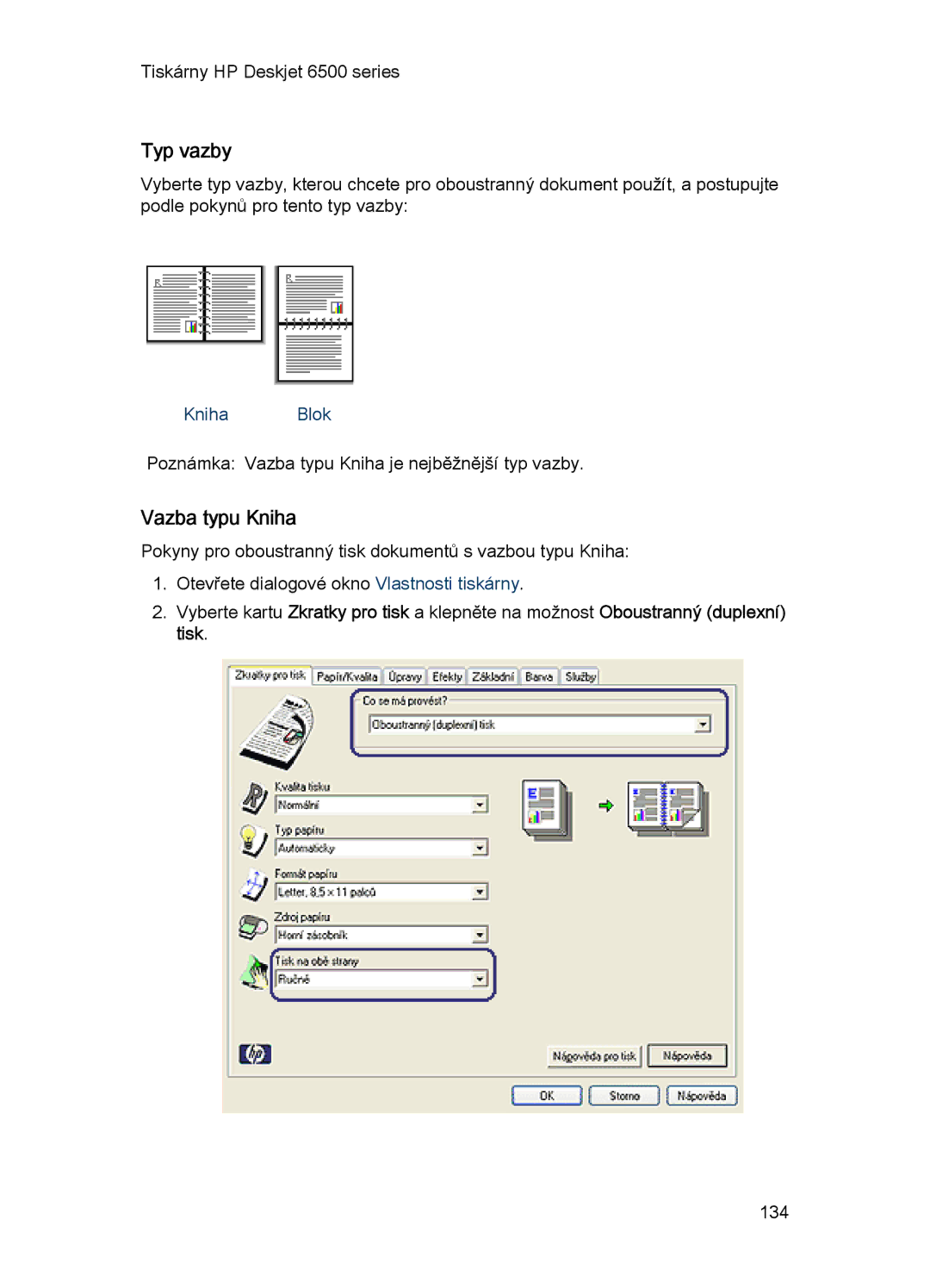 HP 6540-50 manual Typ vazby 