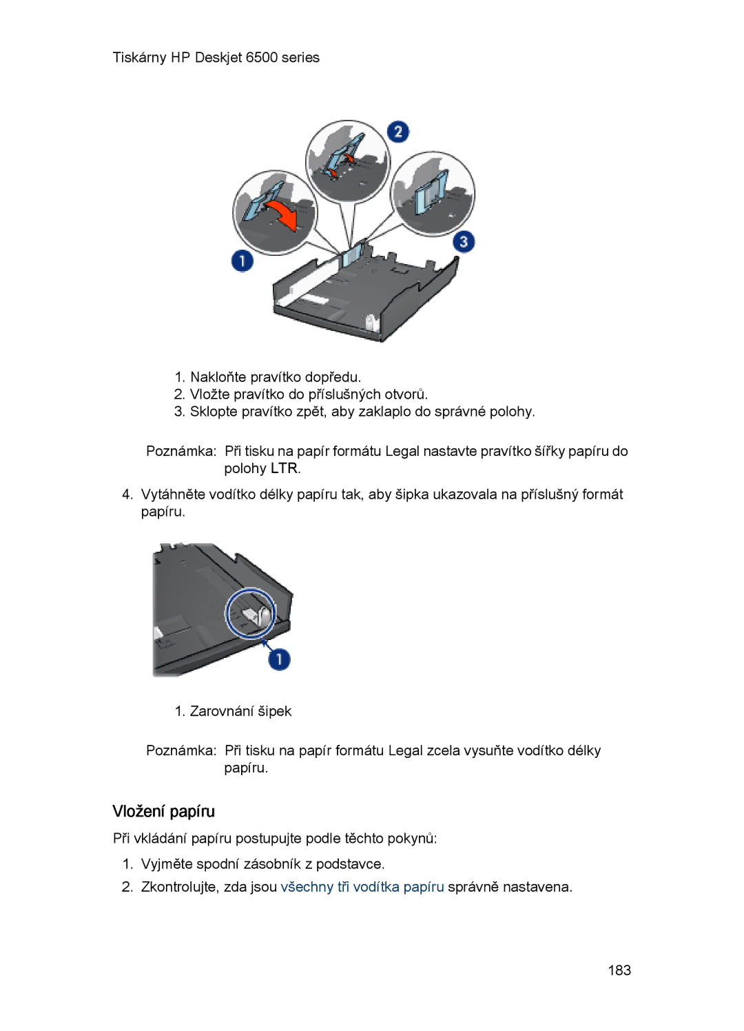 HP 6540-50 manual Vložení papíru 