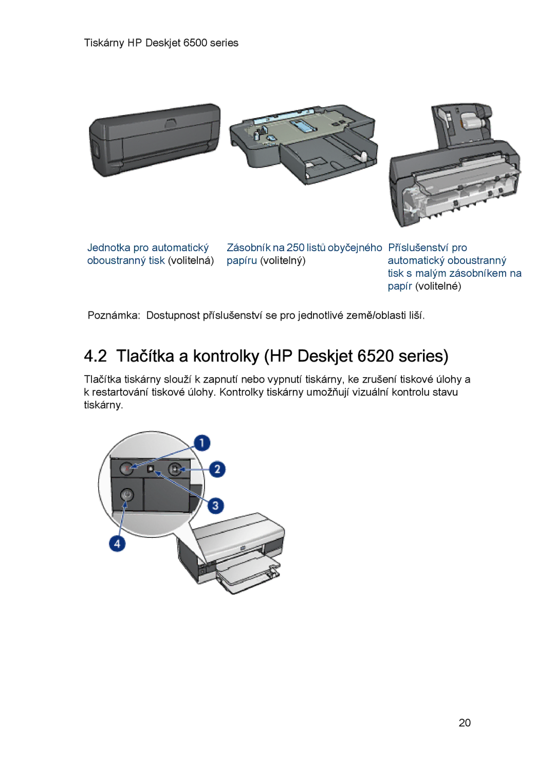 HP 6540-50 manual Tlačítka a kontrolky HP Deskjet 6520 series 