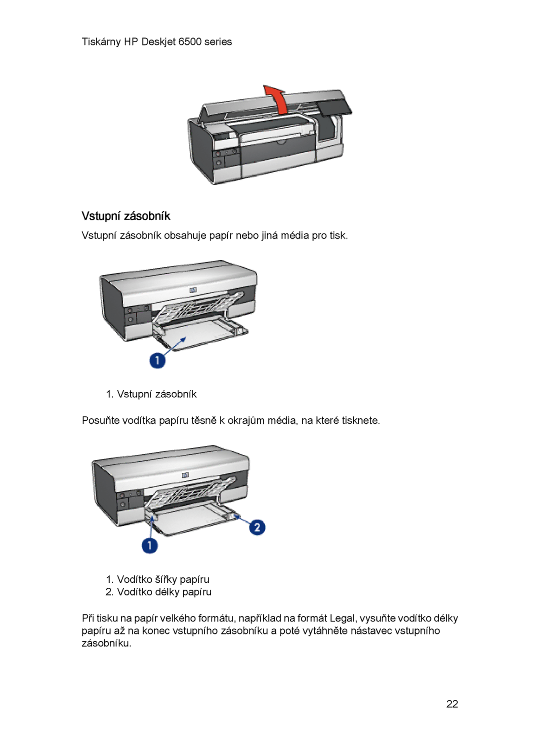 HP 6540-50 manual Vstupní zásobník 