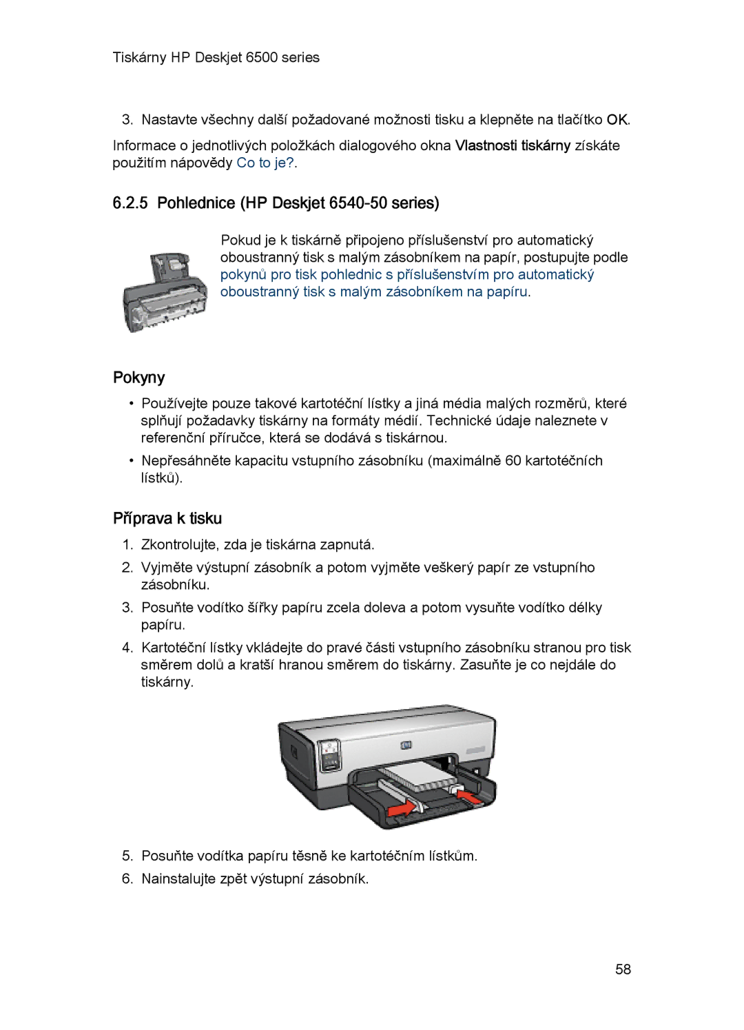 HP manual Pohlednice HP Deskjet 6540-50 series 