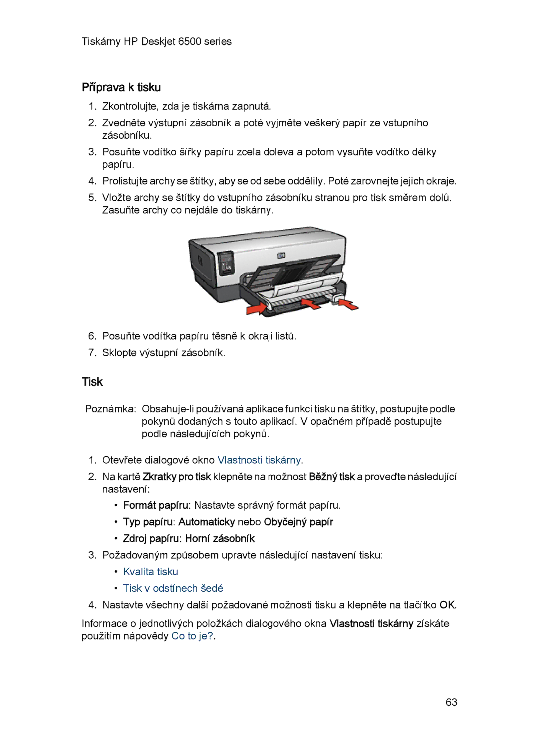 HP 6540-50 manual Tiskárny HP Deskjet 6500 series 