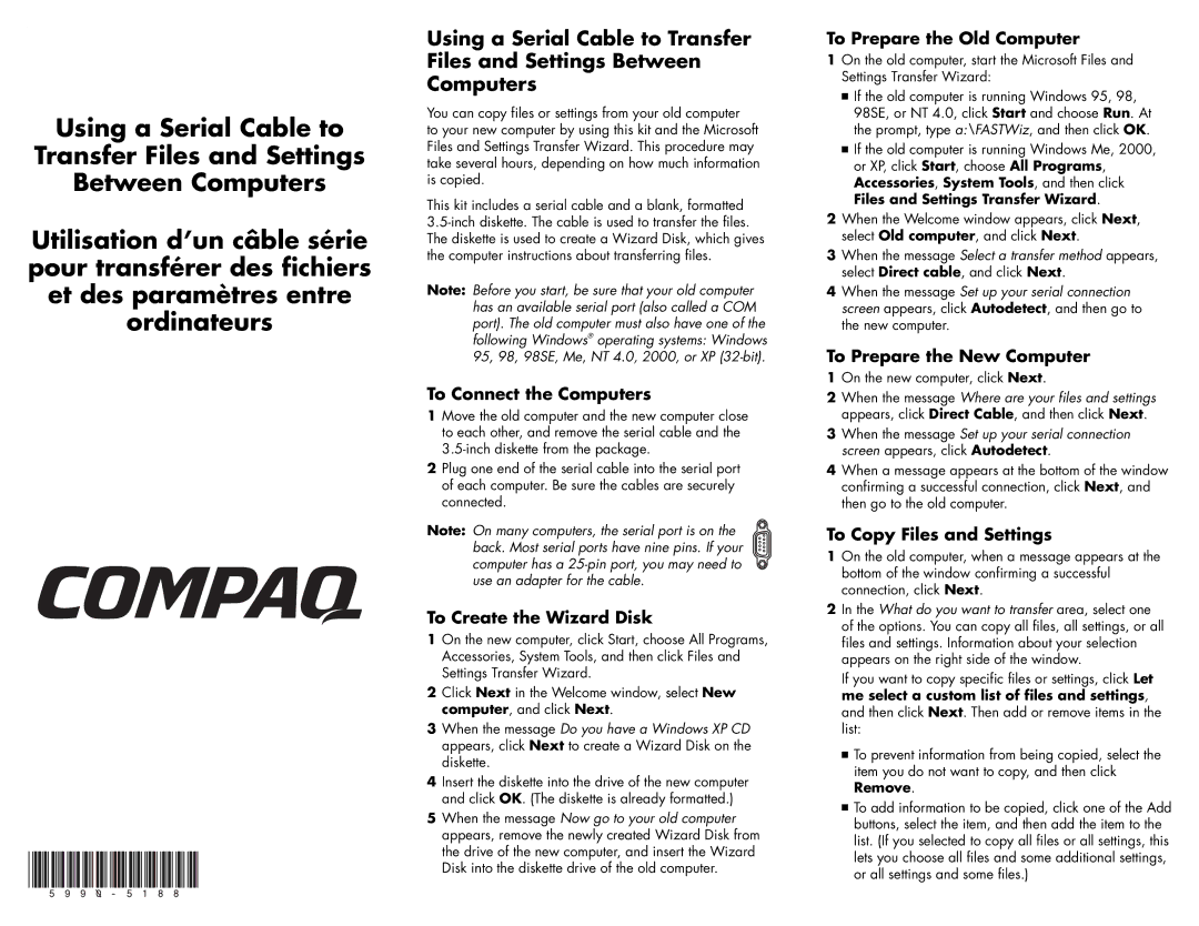 HP 6550UK manual To Connect the Computers, To Create the Wizard Disk, To Prepare the Old Computer 