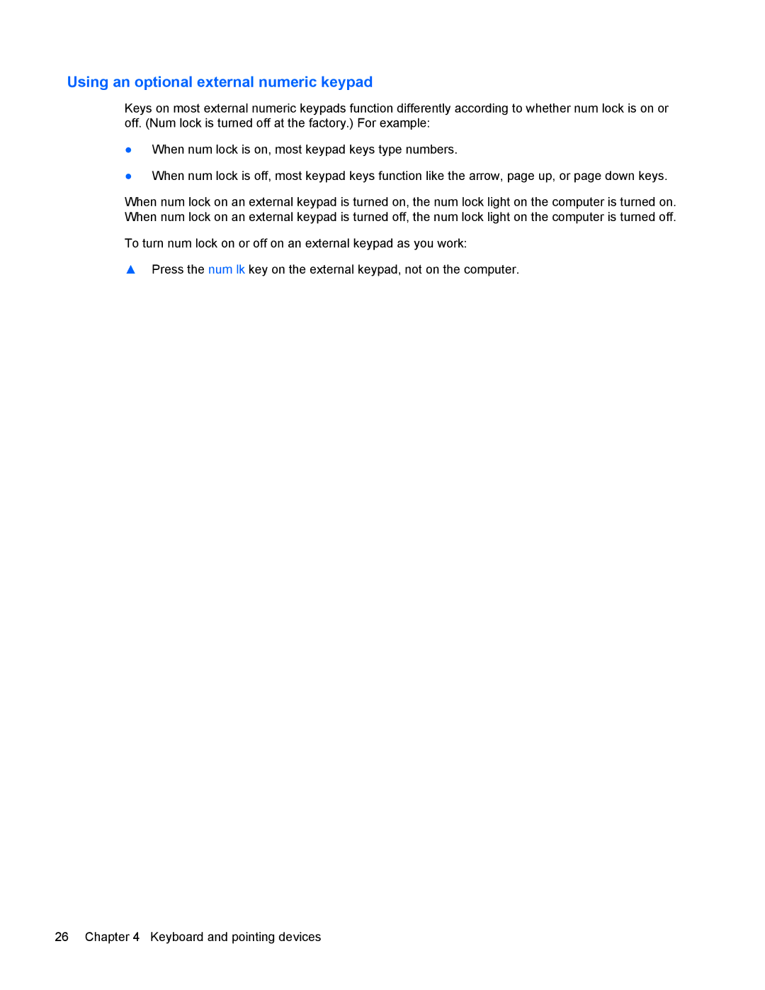 HP 6570b manual Using an optional external numeric keypad 