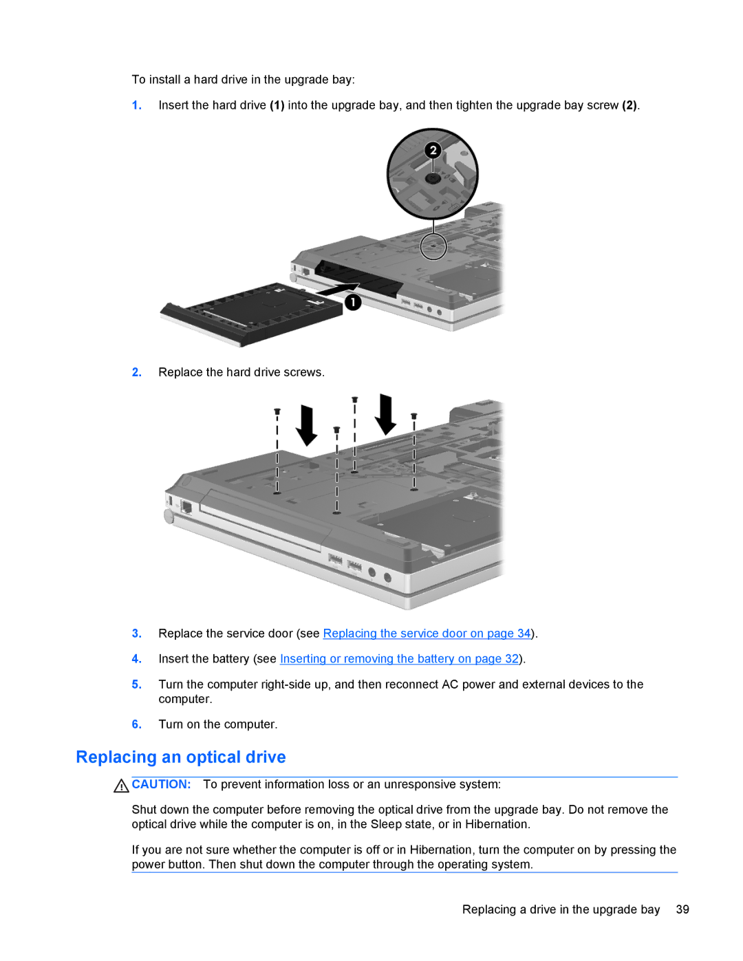 HP 6570b manual Replacing an optical drive 