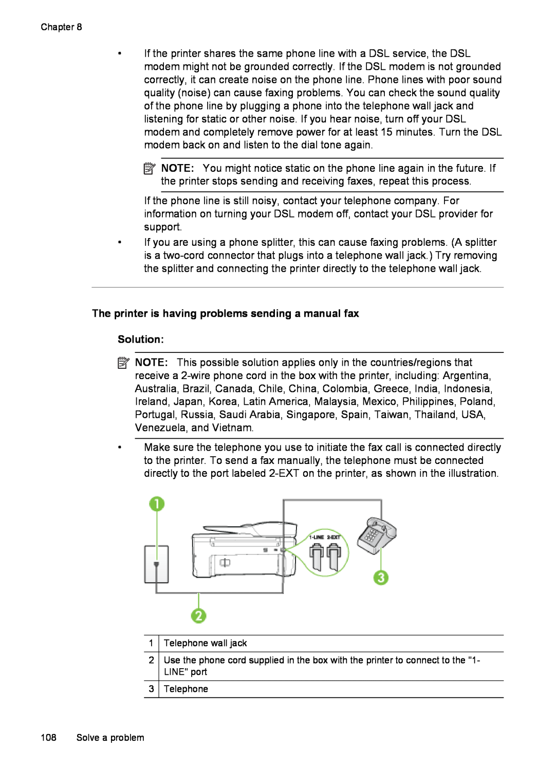 HP 6600 - H7 The printer is having problems sending a manual fax Solution 