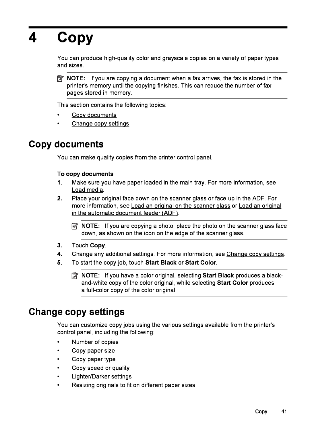 HP 6600 - H7 manual Copy documents, Change copy settings, To copy documents 