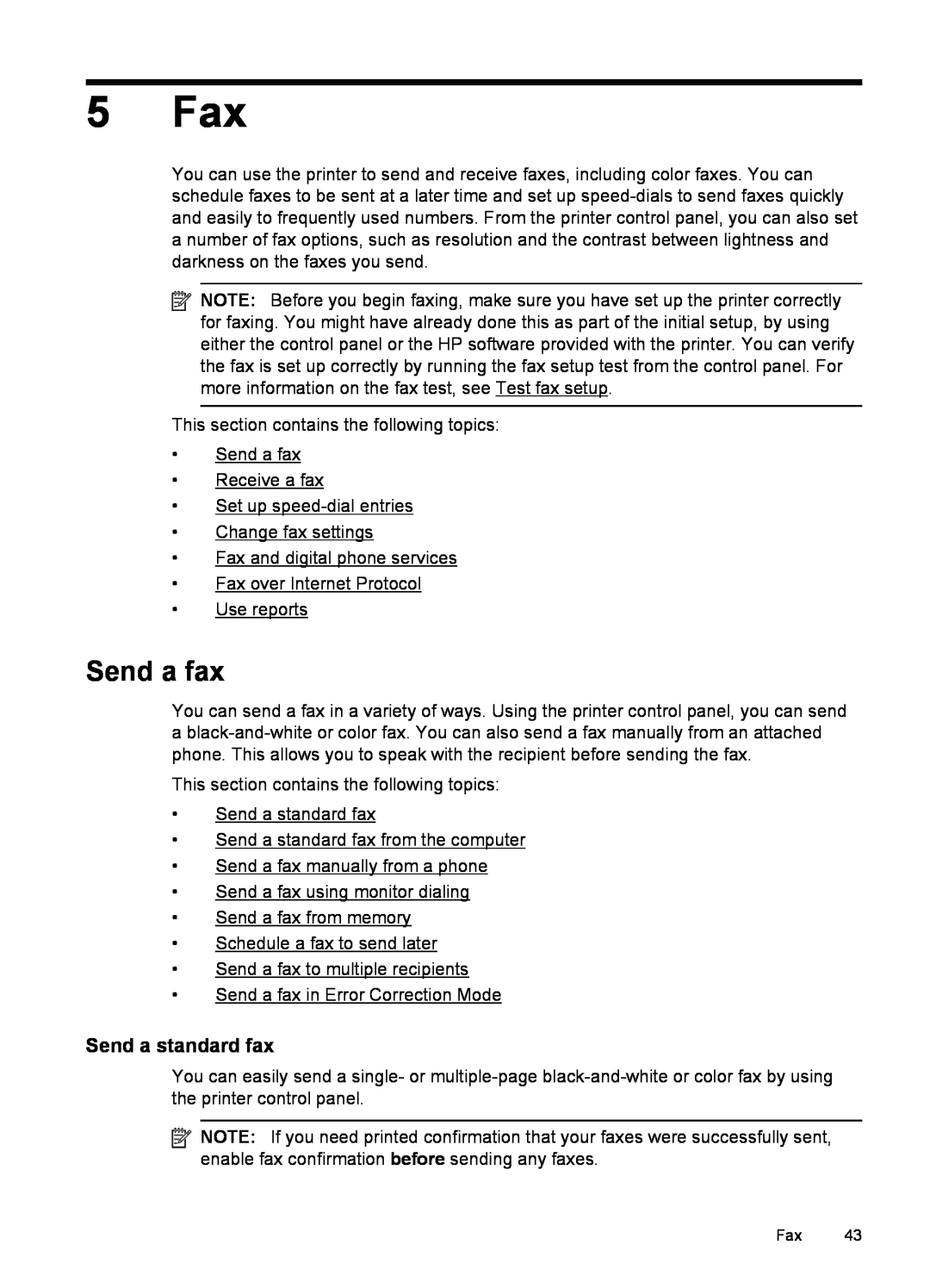 HP 6600 - H7 manual 5 Fax, Send a fax, Send a standard fax 