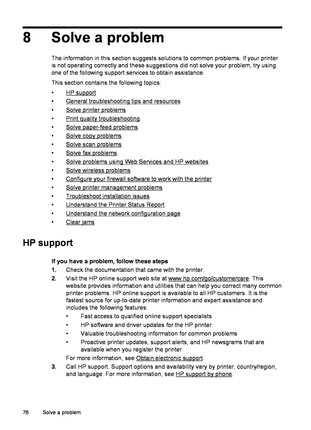 HP 6600 - H7 manual Solve a problem, HP support, If you have a problem, follow these steps 
