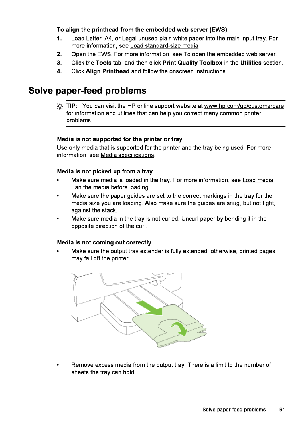 HP 6600 - H7 manual Solve paper-feed problems, To align the printhead from the embedded web server EWS 