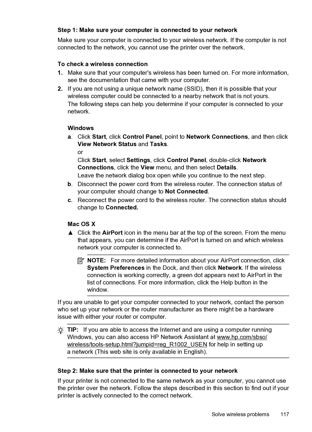 HP 6600 e- CZ155A#B1H manual Make sure your computer is connected to your network, To check a wireless connection 