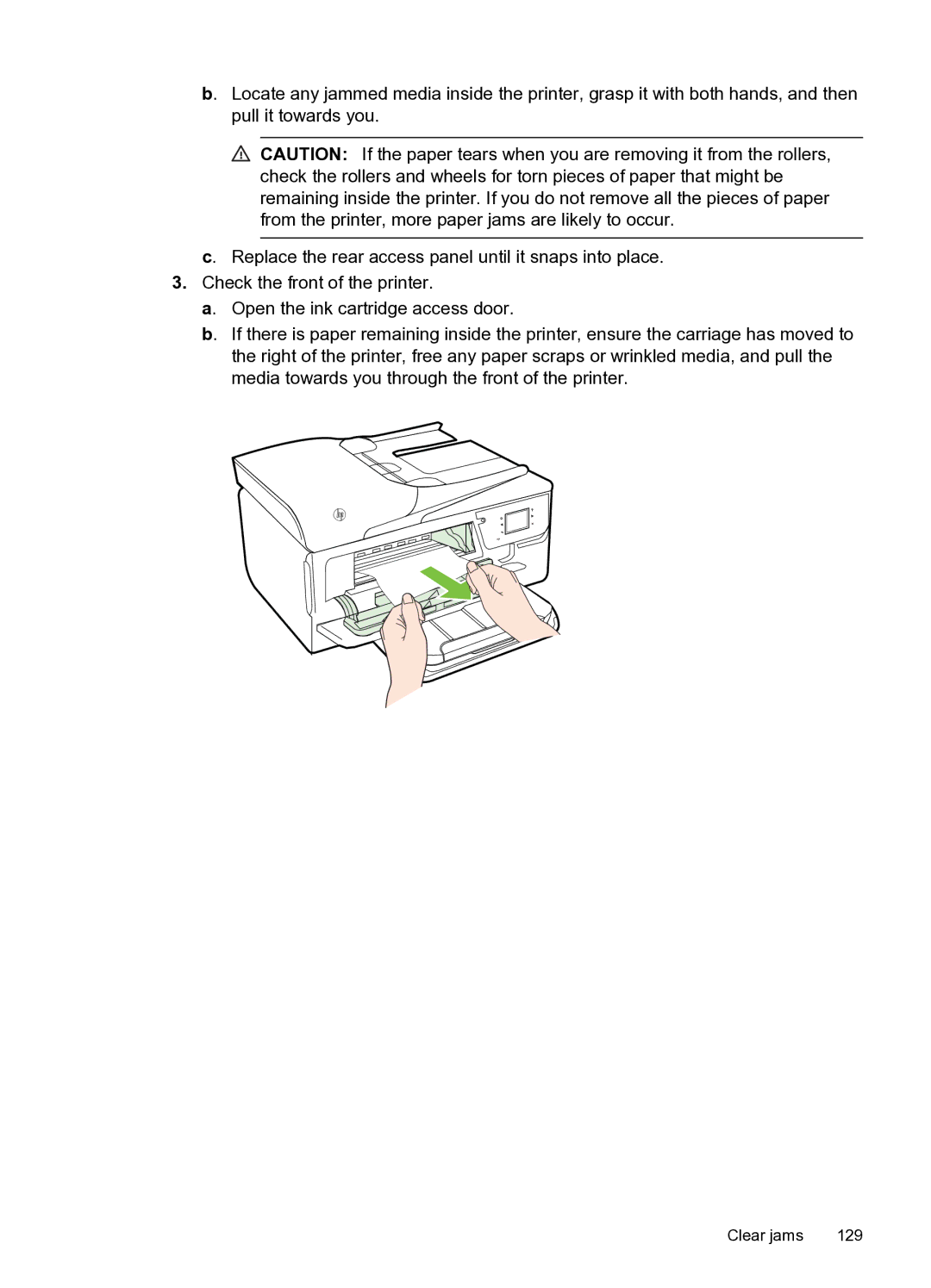 HP 6600 e- CZ155A#B1H manual Clear jams 129 