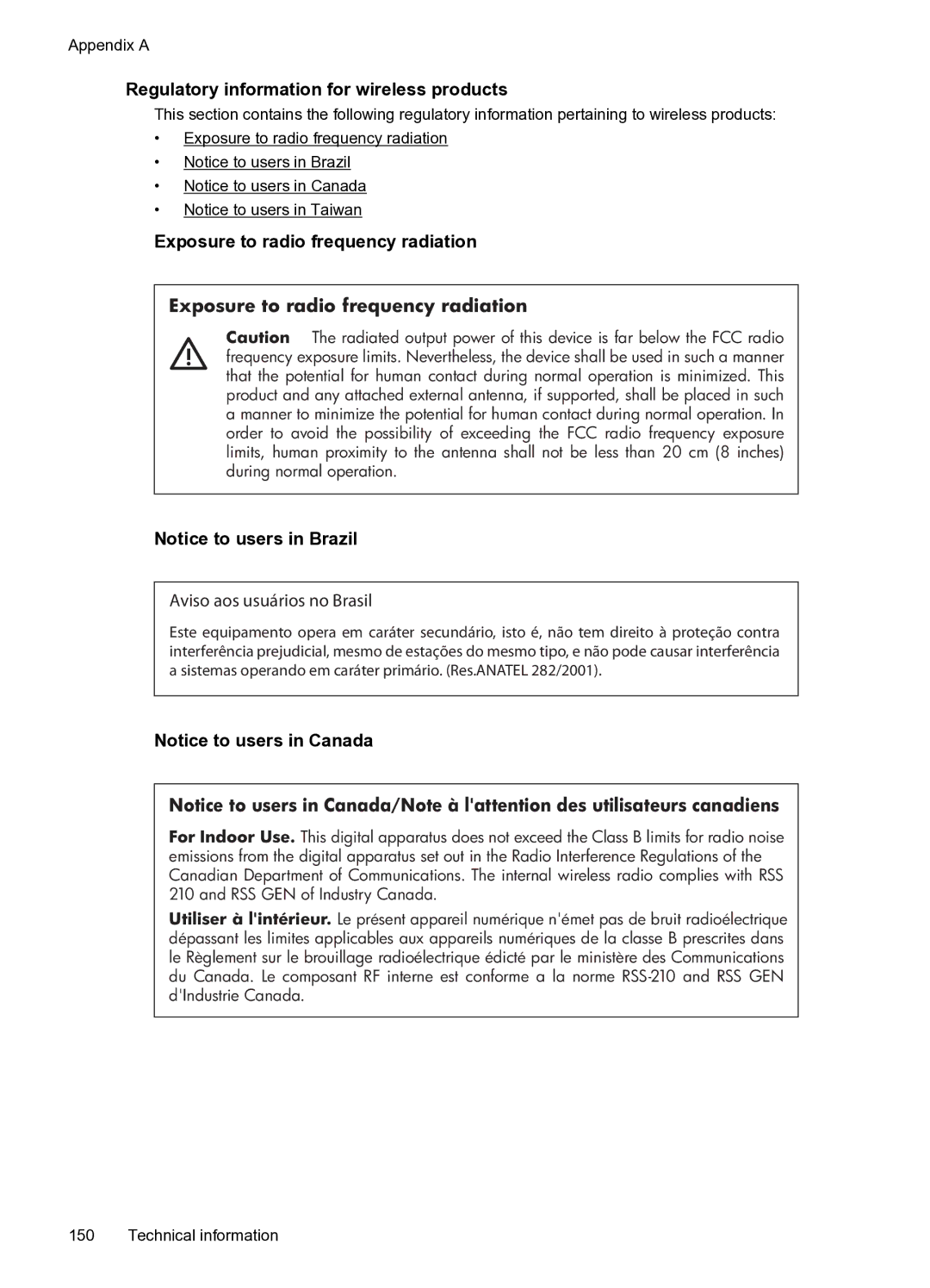 HP 6600 e- CZ155A#B1H manual Regulatory information for wireless products, Exposure to radio frequency radiation 