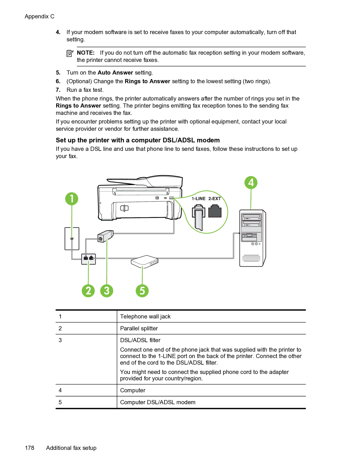 HP 6600 e- CZ155A#B1H manual Set up the printer with a computer DSL/ADSL modem 