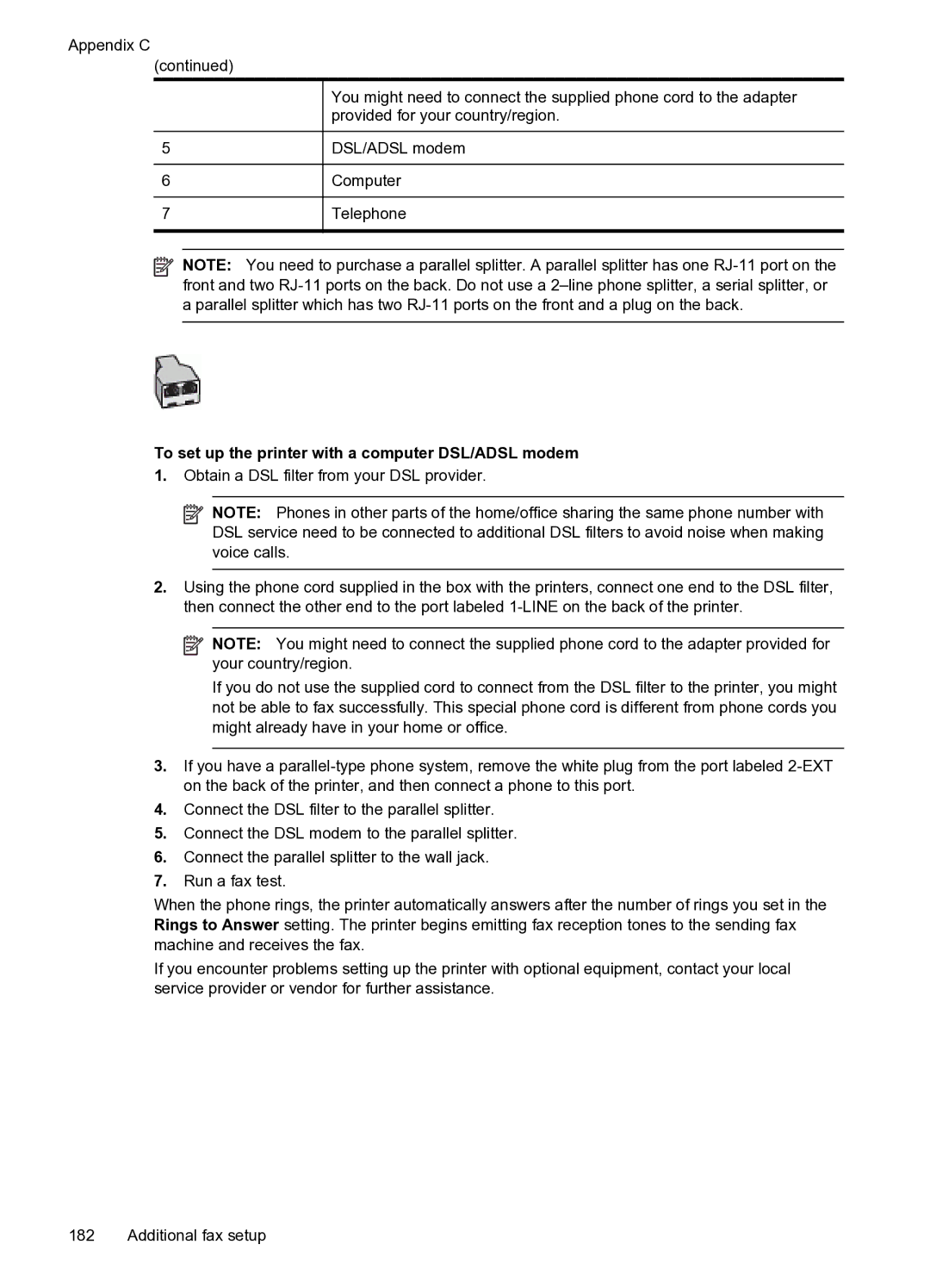 HP 6600 e- CZ155A#B1H manual To set up the printer with a computer DSL/ADSL modem 