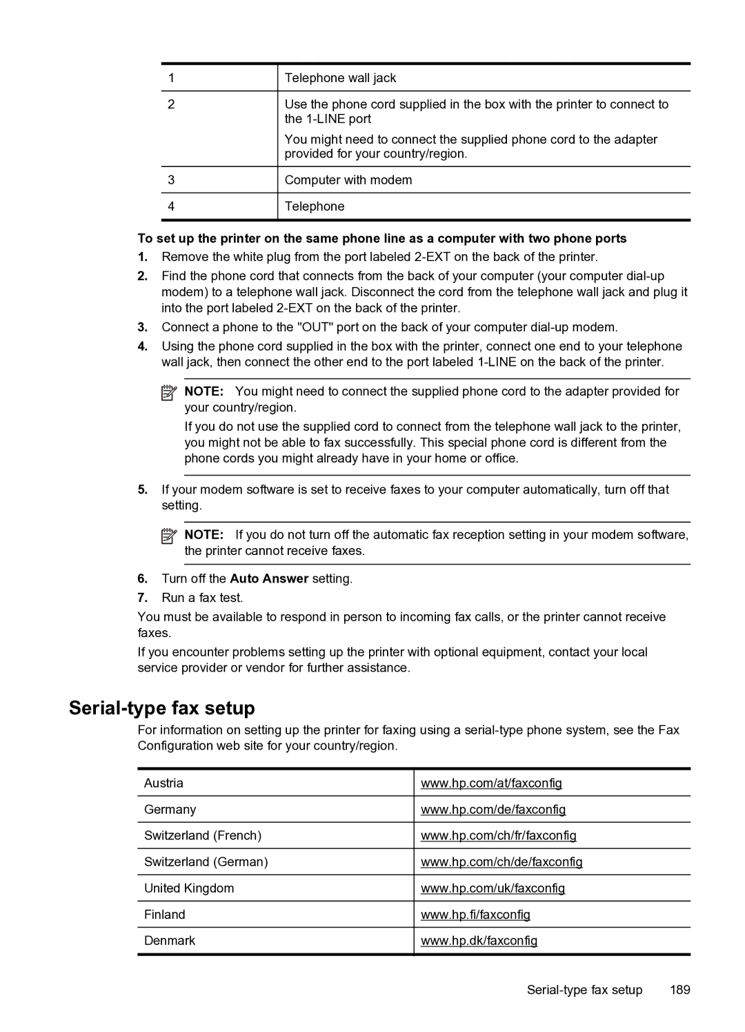 HP 6600 e- CZ155A#B1H manual Serial-type fax setup 