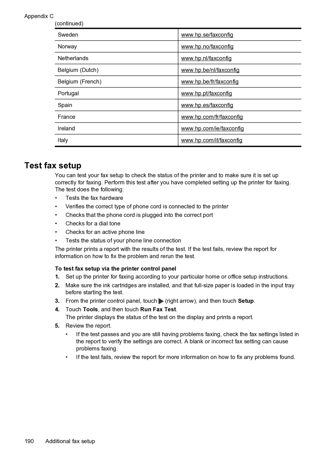 HP 6600 e- CZ155A#B1H manual Test fax setup, To test fax setup via the printer control panel 