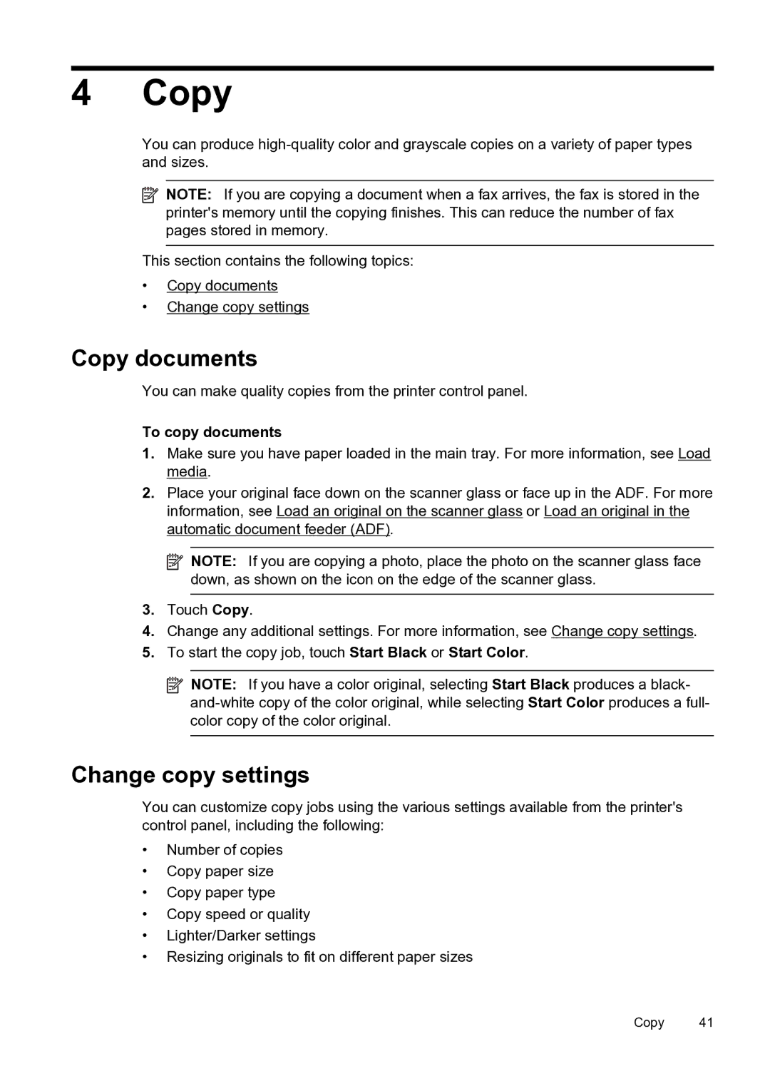 HP 6600 e- CZ155A#B1H manual Copy documents, Change copy settings, To copy documents 