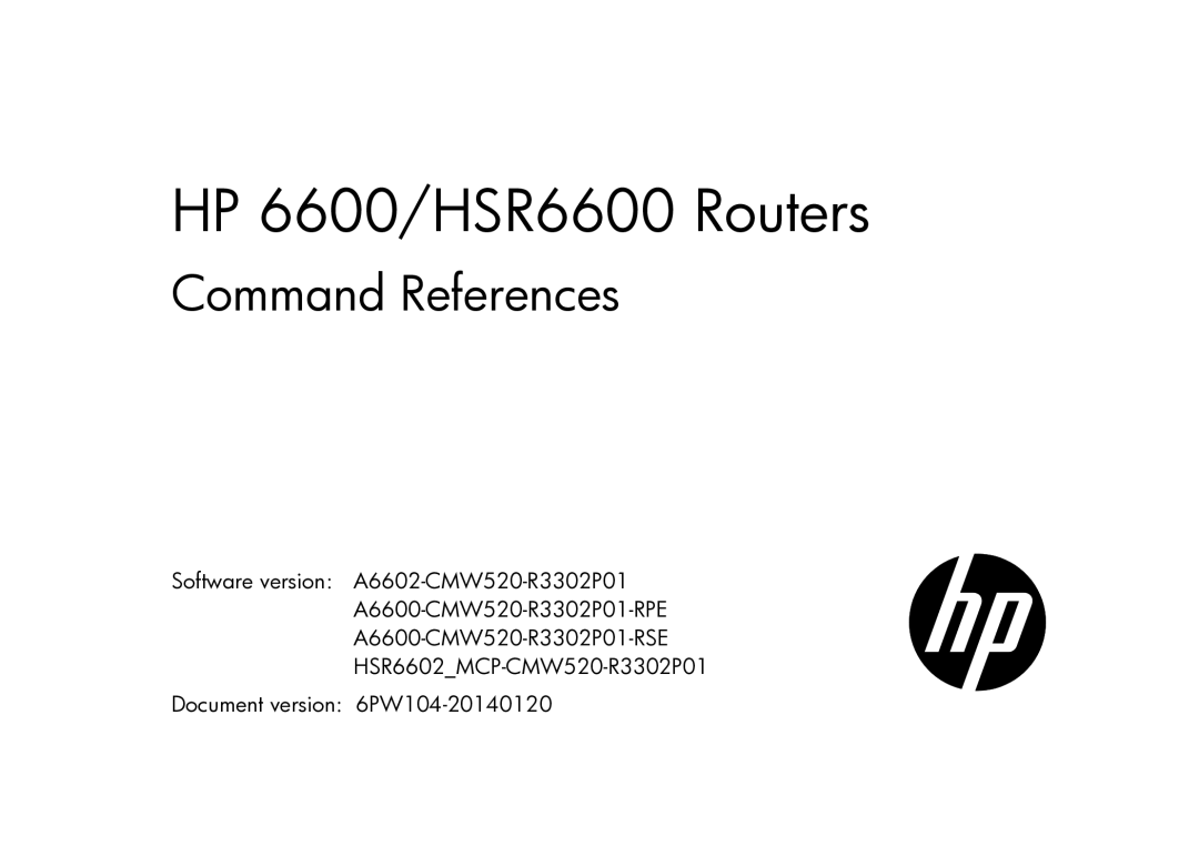 HP manual HP 6600/HSR6600 Routers, Command References 