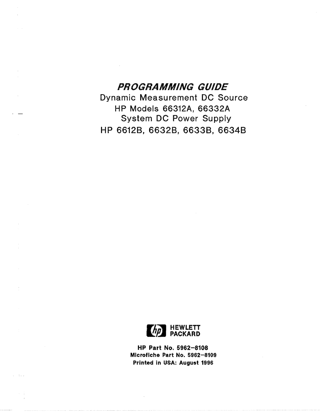 HP 6633B, 6612B, 6632B, 6634B manual 