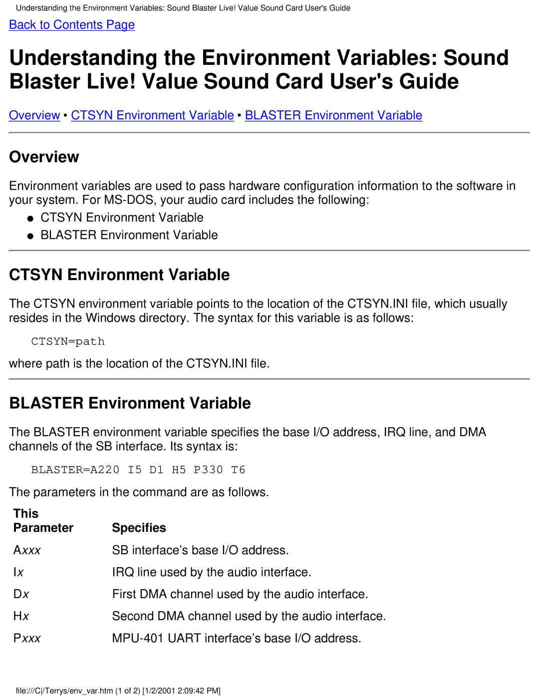 HP 8770c (US/CAN), 6619 (AP) Overview, Ctsyn Environment Variable, Blaster Environment Variable, This Parameter Specifies 