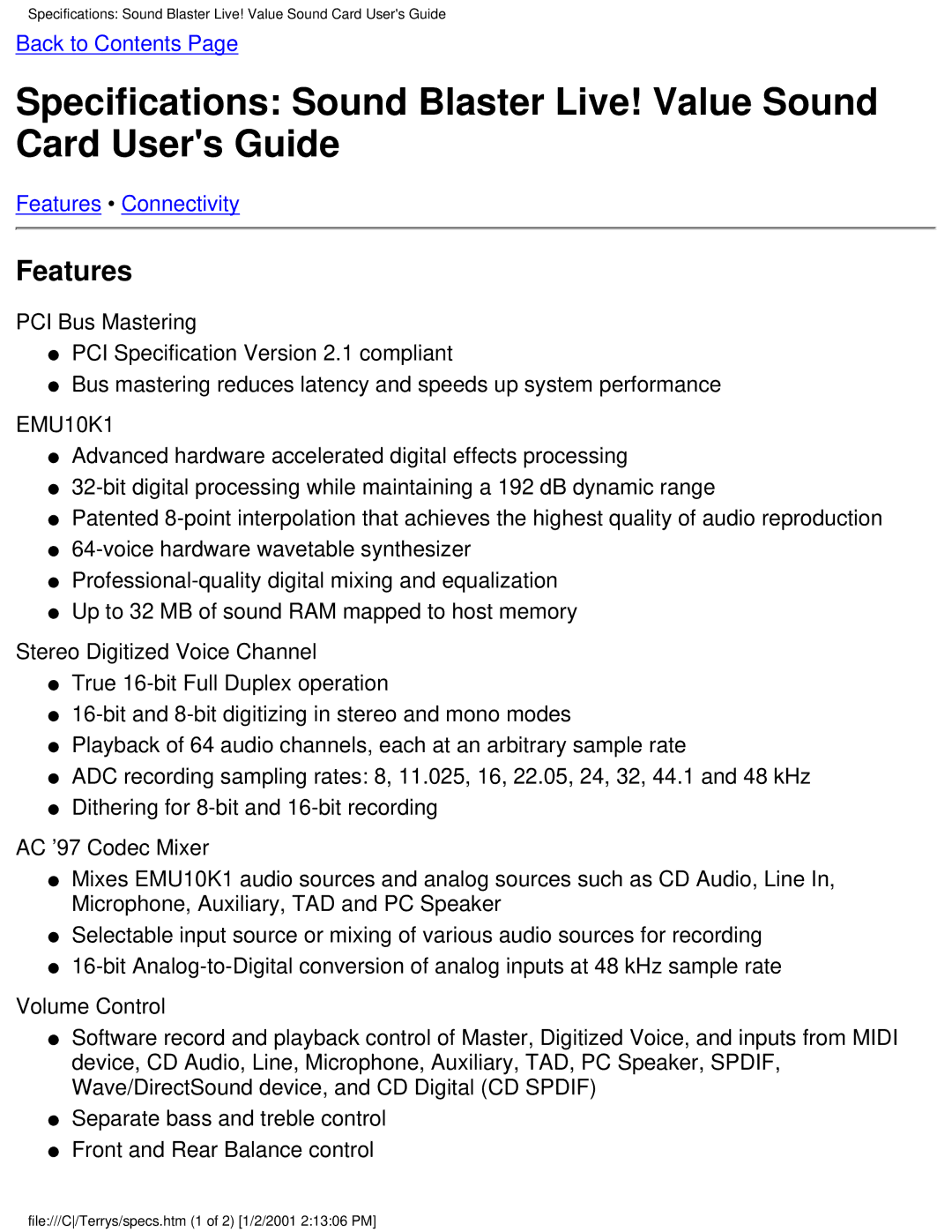 HP 6619 (AP), 6618 (AP), 8772c (US/CAN), 8770c (US/CAN), 9795c (US/CAN), 9790c (US/CAN), 9780c (US/CAN) manual Features, EMU10K1 