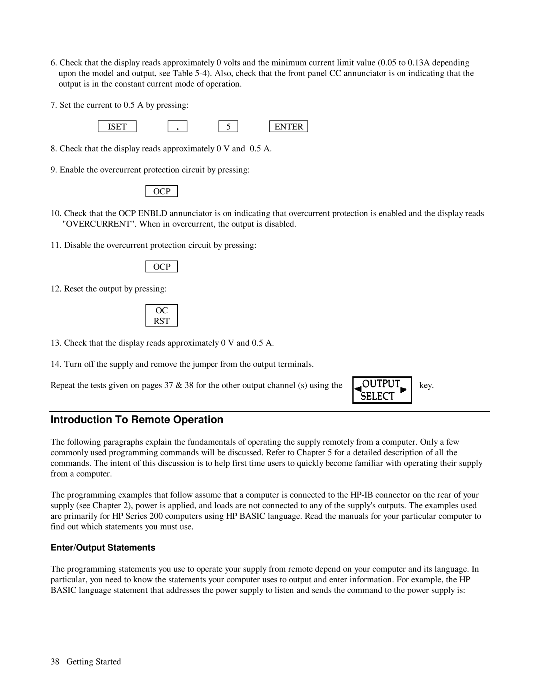 HP 6621A, 6623A, 6624A manual Introduction To Remote Operation, Iset Enter, Ocp, Enter/Output Statements 